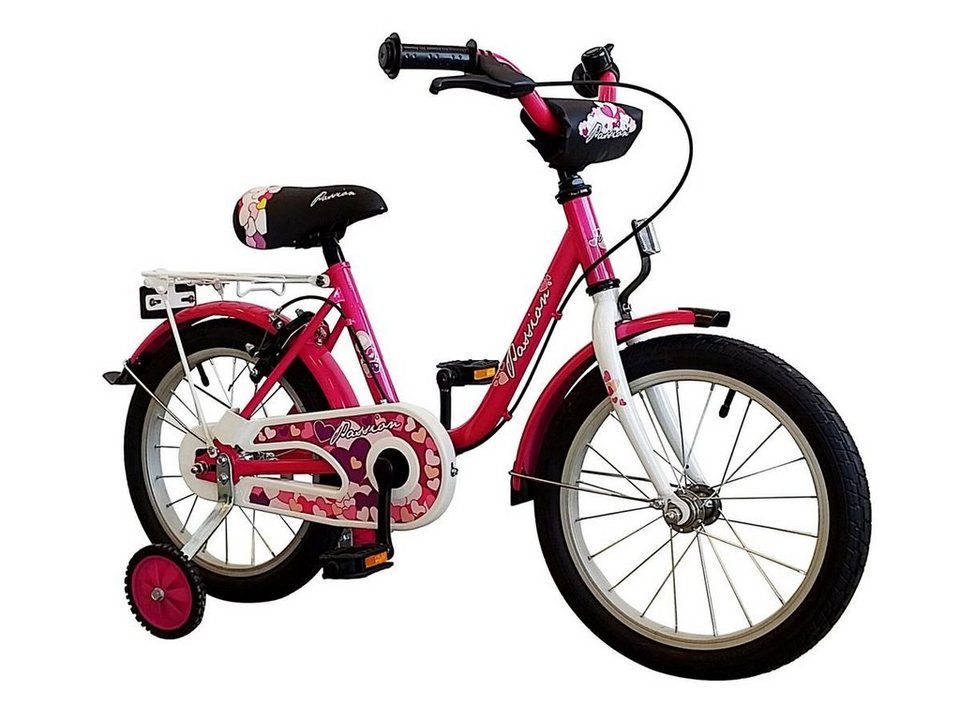 T&Y Trade Kinderfahrrad 18 Zoll Kinder Mädchen City Fahrrad Bike Rad  Kinderfahrrad PASSION, Gepäckträger, Stützräder
