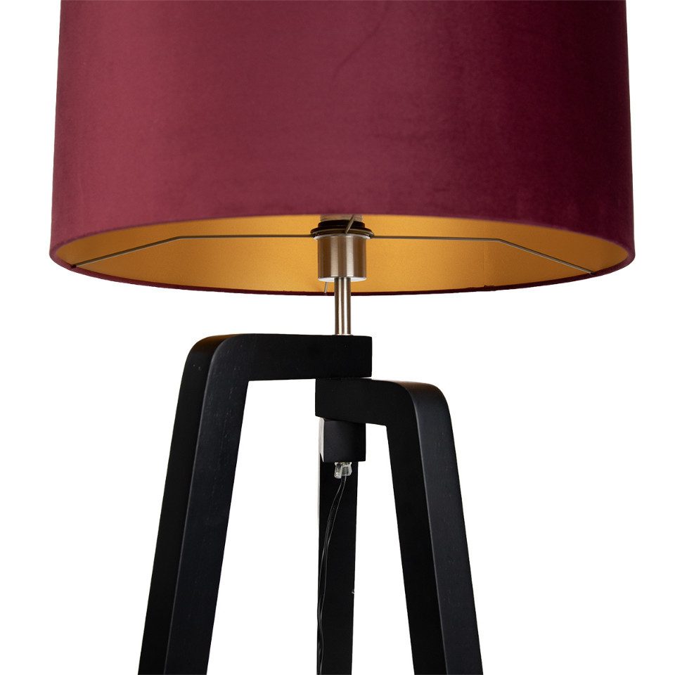 Qazqa Stehlampe Puros, ohne Leuchtmittel, Neutralweiß, QAZQA Stehlampe, e27, Schwarz, Holz, country-rustic