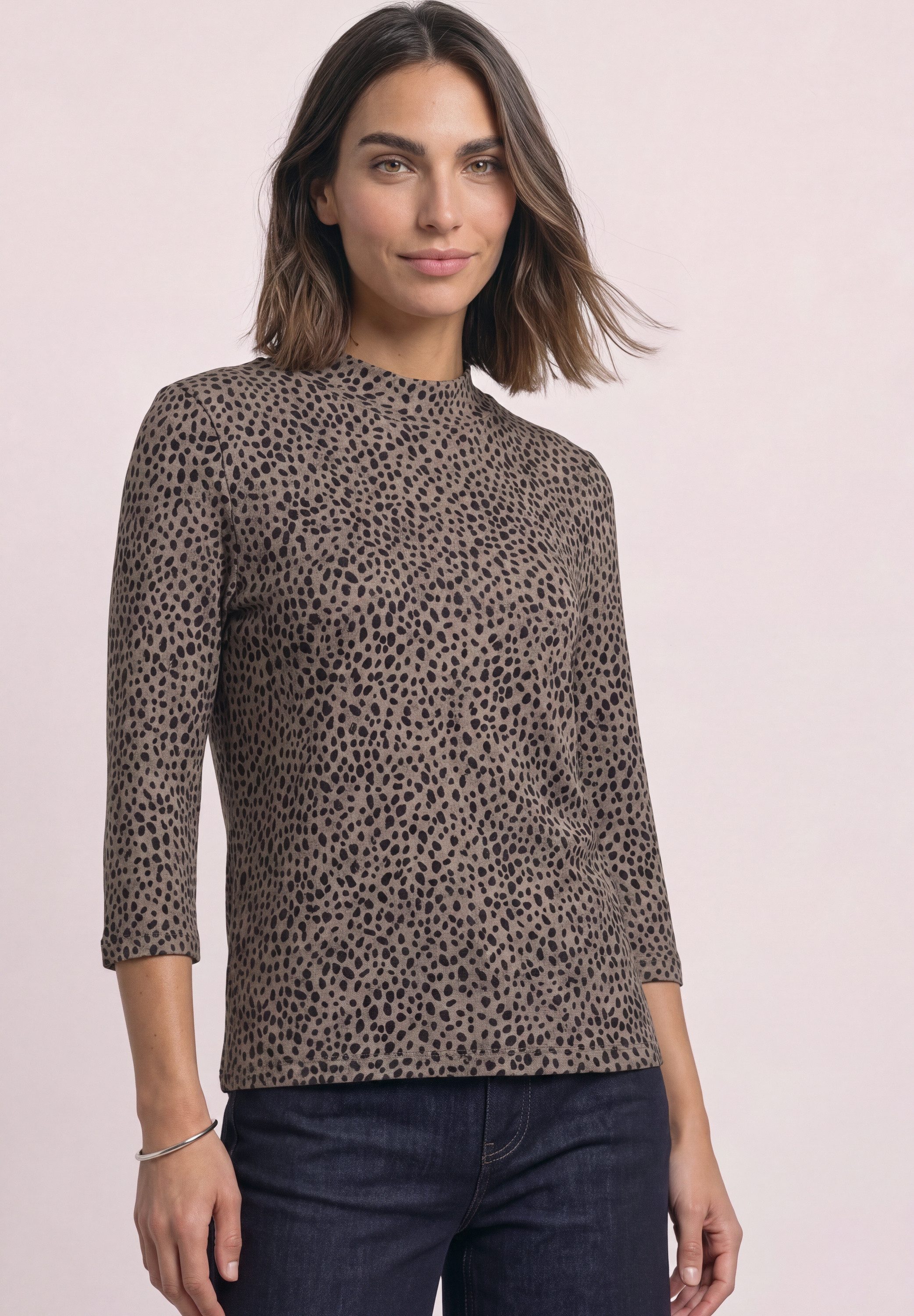 STREET ONE Stehkragenshirt mit Leomuster