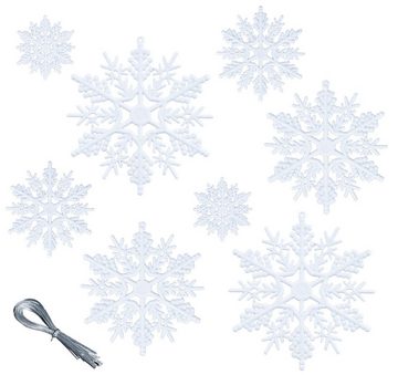 Homewit Christbaumschmuck 56 Stück weiße Schneeflocken-Ornamente, Ornamente für den Winter