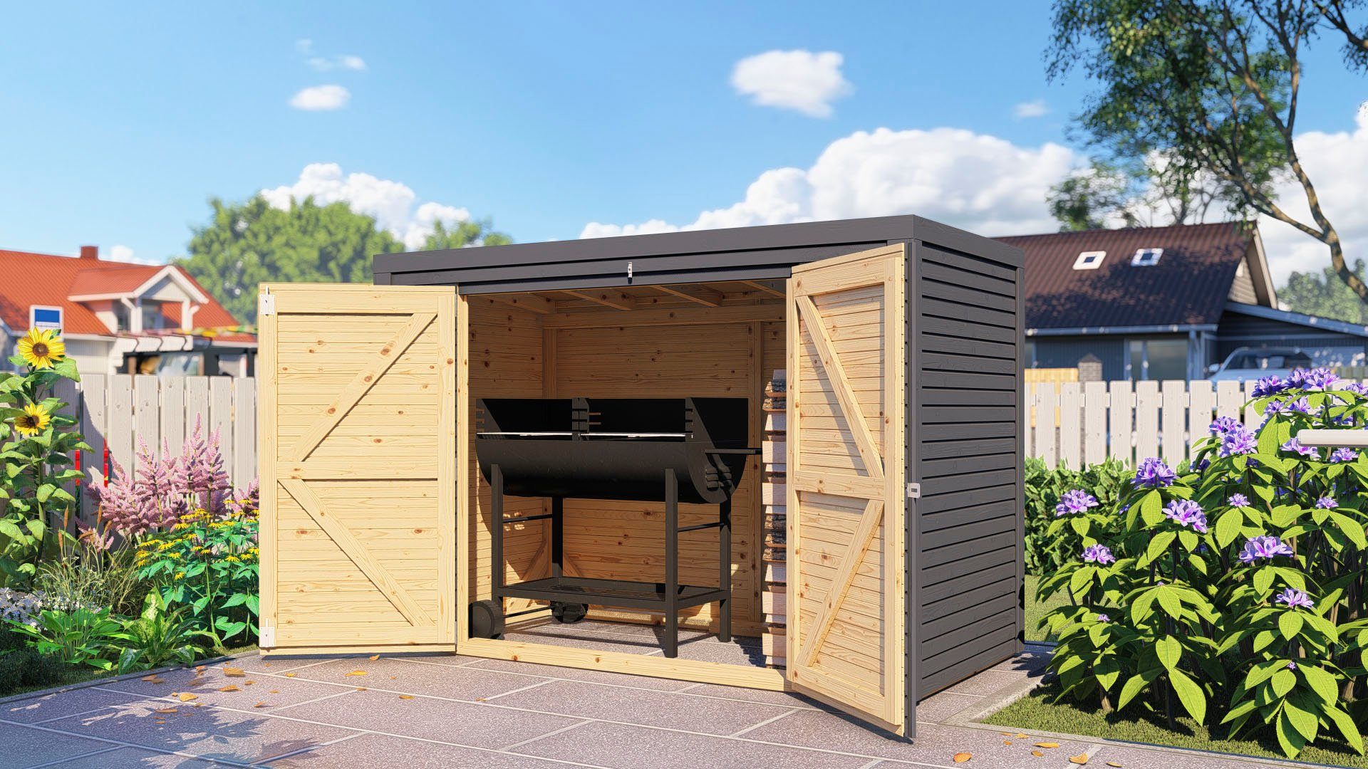 KONIFERA bicycle box (complete set), made of spruce, WxDxH: 207x103x143 cm