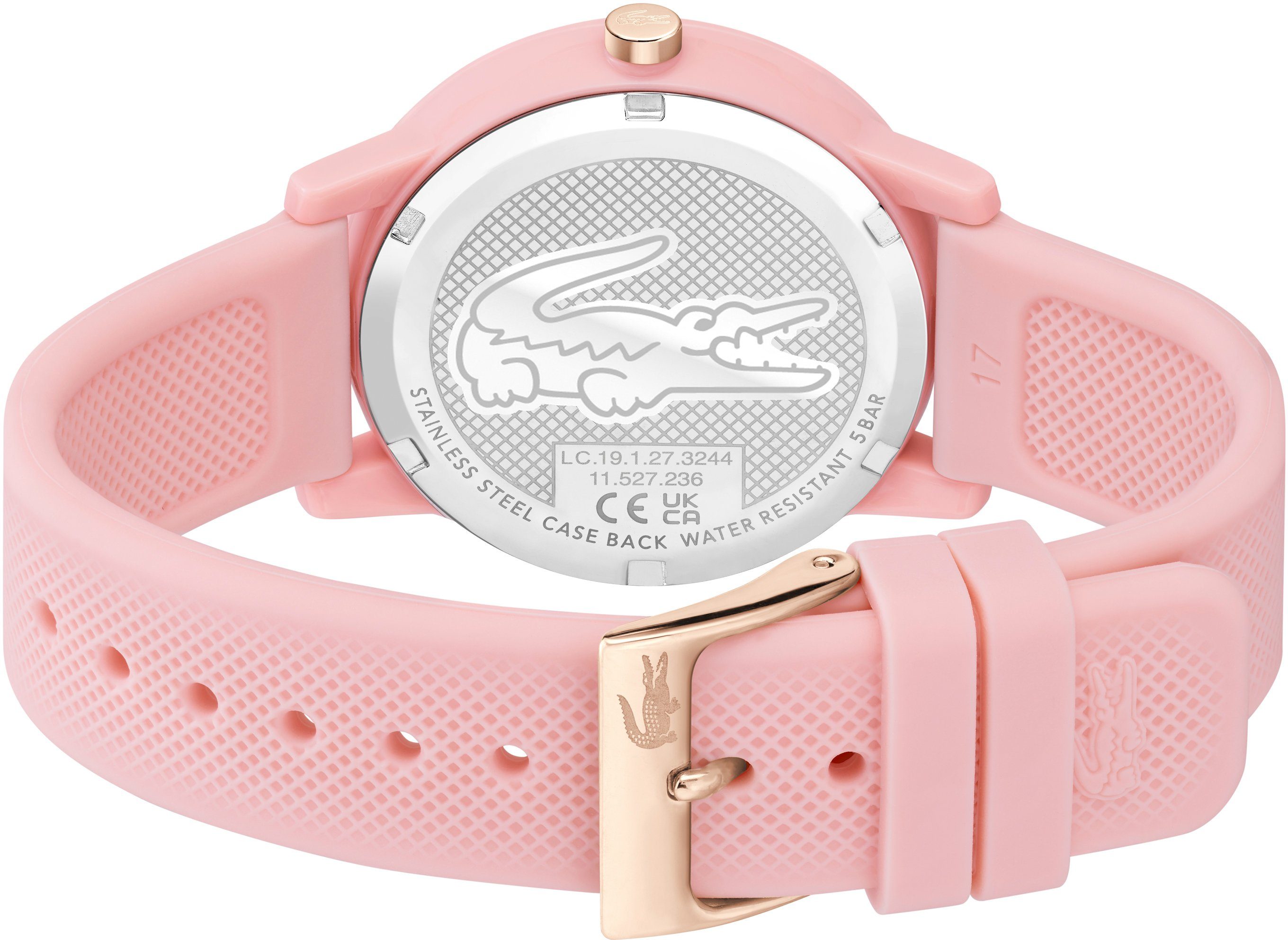 Lacoste Quarzuhr LACOSTE 12.12 LADIES 2001213, Armbanduhr, Damenuhr, Mineralglas, analog, Silikonarmband