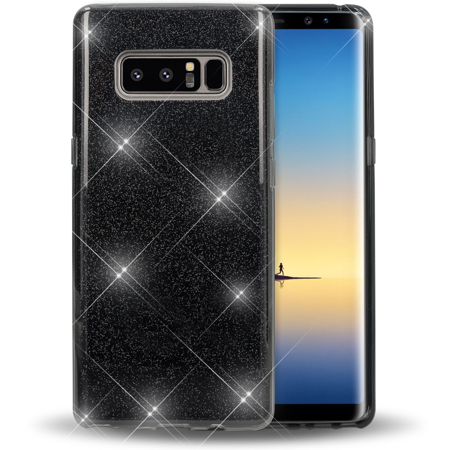 Nalia Smartphone-Hülle Samsung Galaxy Note 8 16 cm (6,3 Zoll), Glitzer Silikon Hülle / Verstärkte Innenseite / Glänzende Schutzhülle