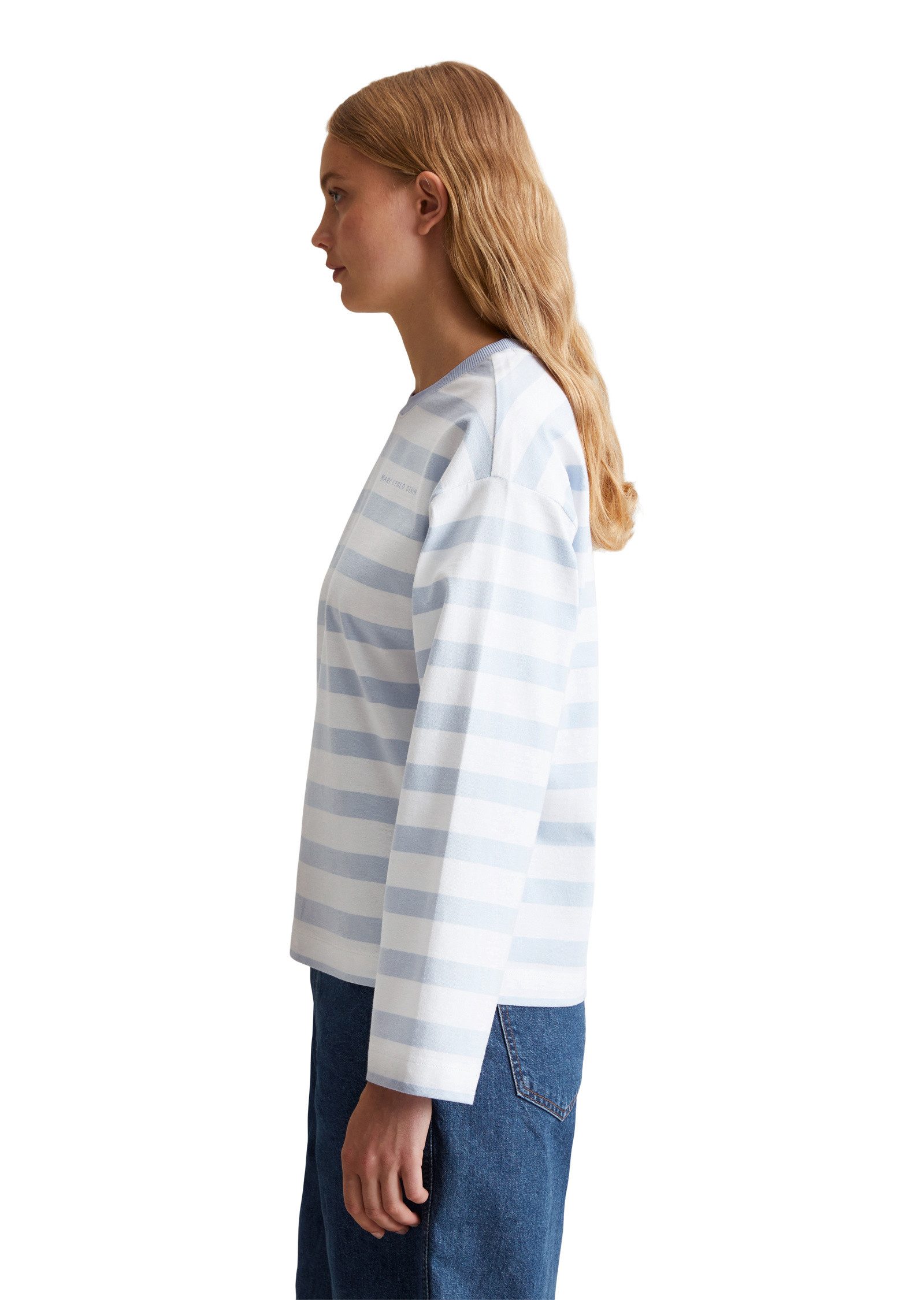 Marc O'Polo DENIM Langarmshirt aus garngefärbtem Heavy Jersey günstig online kaufen