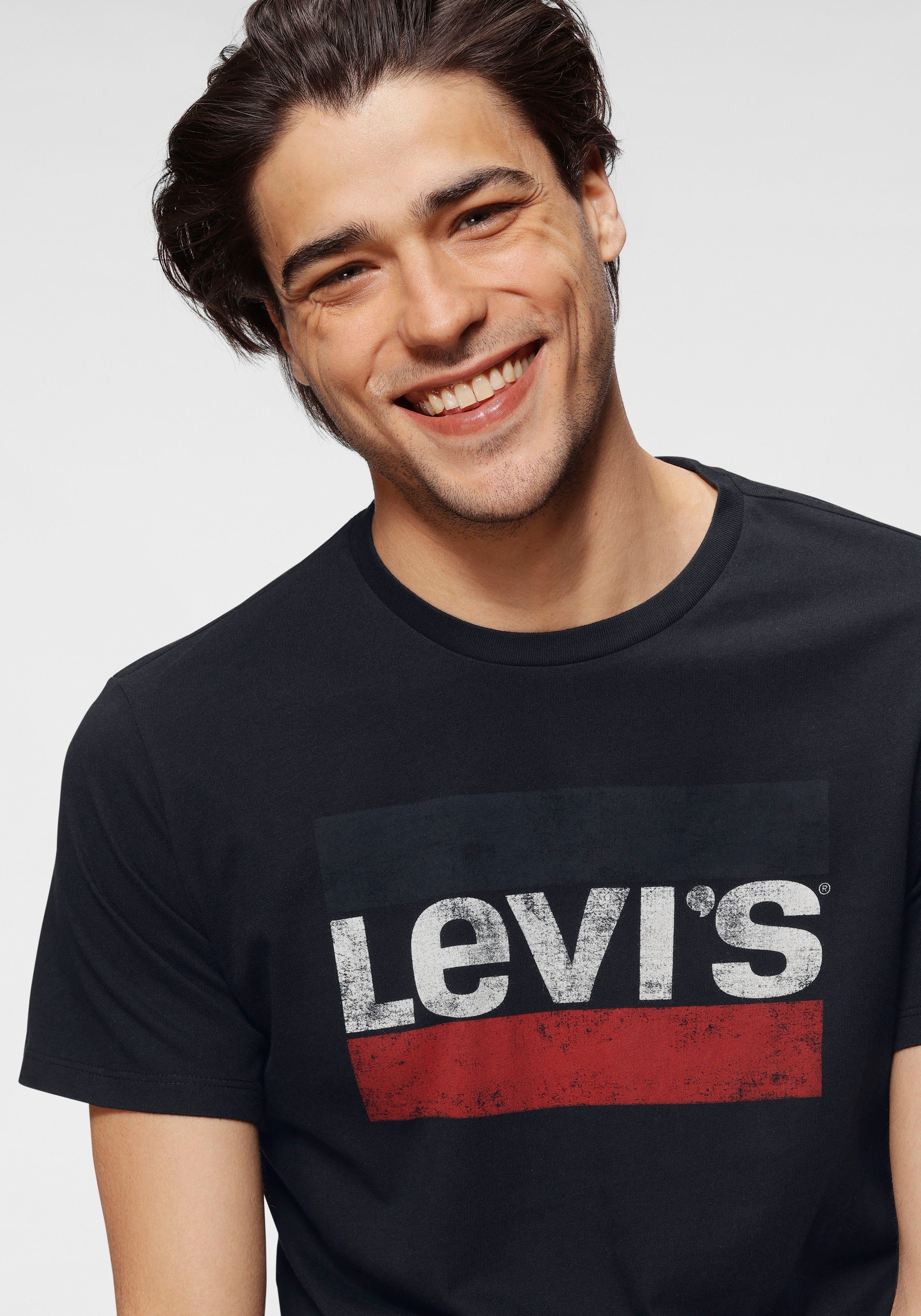 Levi's® T-Shirt mit großem schwarz Logoprint