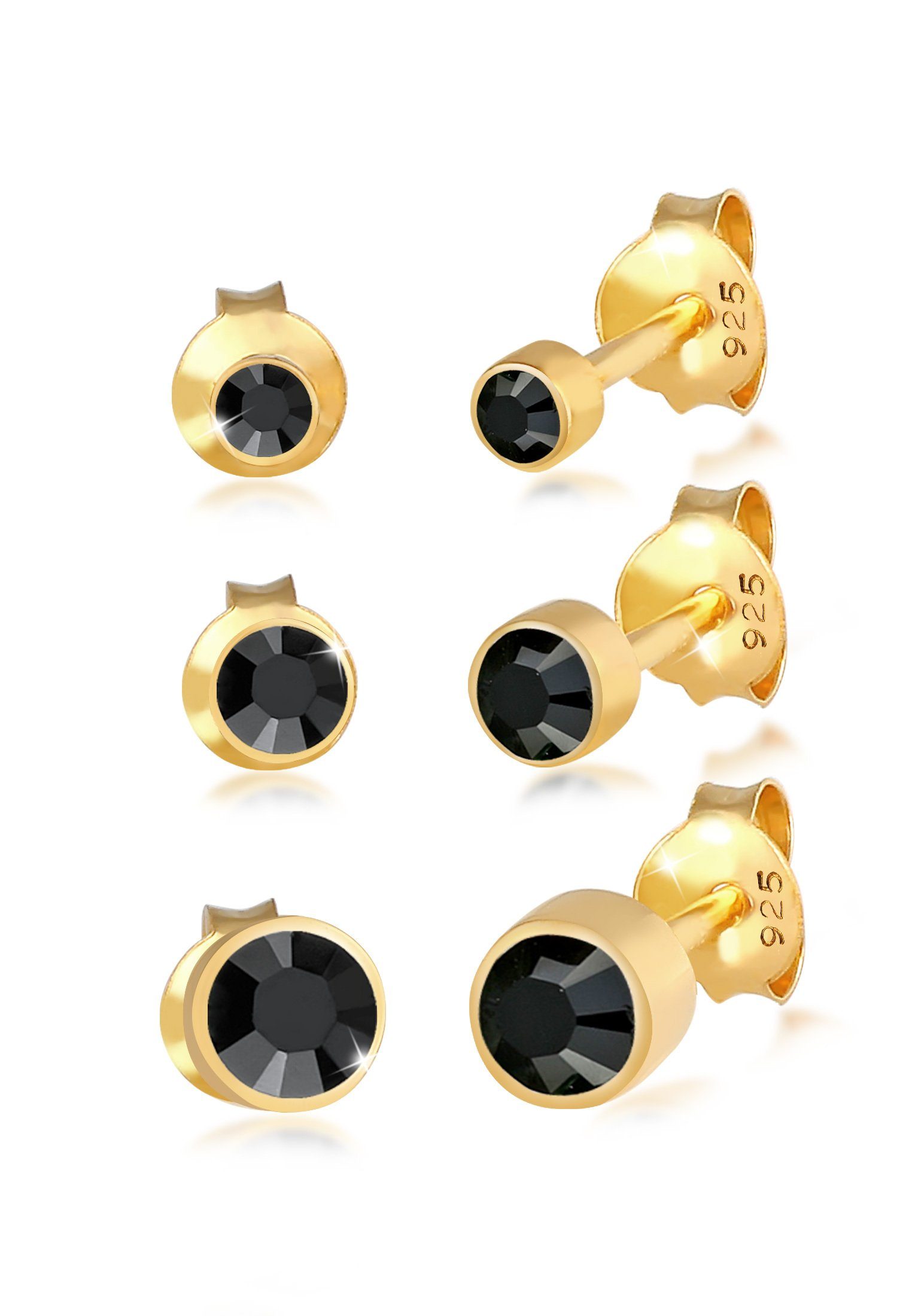 Ohrring-Set 3er Stecker Set Basic Ohrstecker Zirkonia 925 Sterling Silber