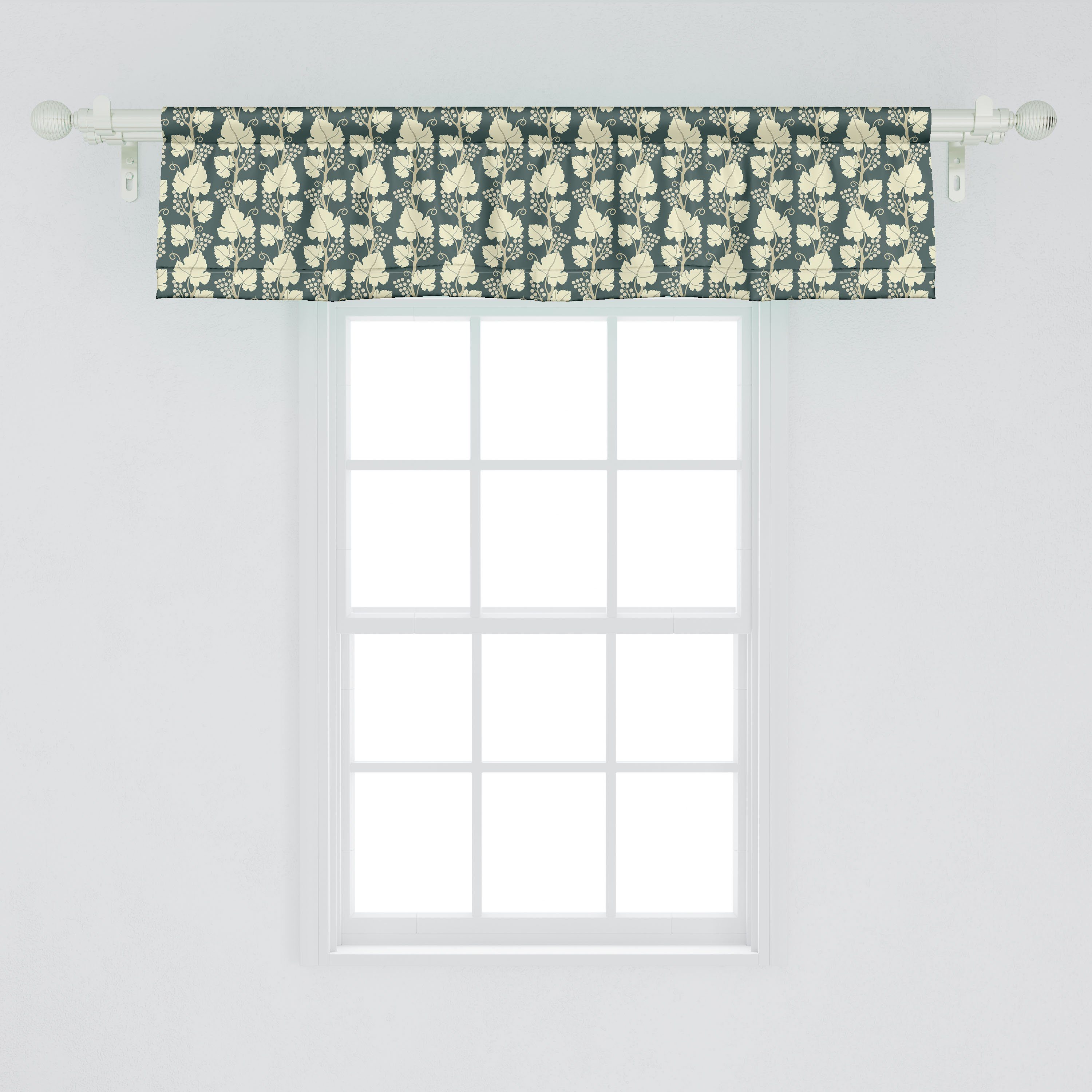 Scheibengardine Vorhang Volant für mit Abakuhaus, Dekor Küche Muster Farming Schlafzimmer Traube Floral Microfaser, Stangentasche