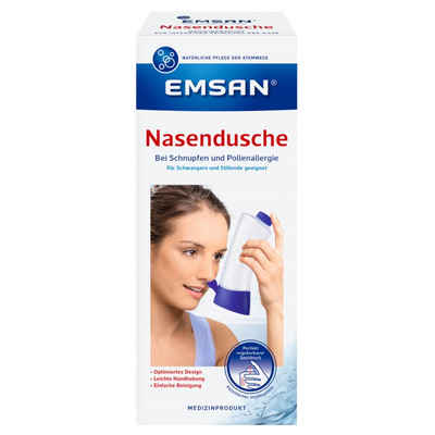 EMSAN Nasensauger Nasenspülung Komplett-Set, Nasendusche + 10 Beutel Emsan Nasenspülsalz multimineral