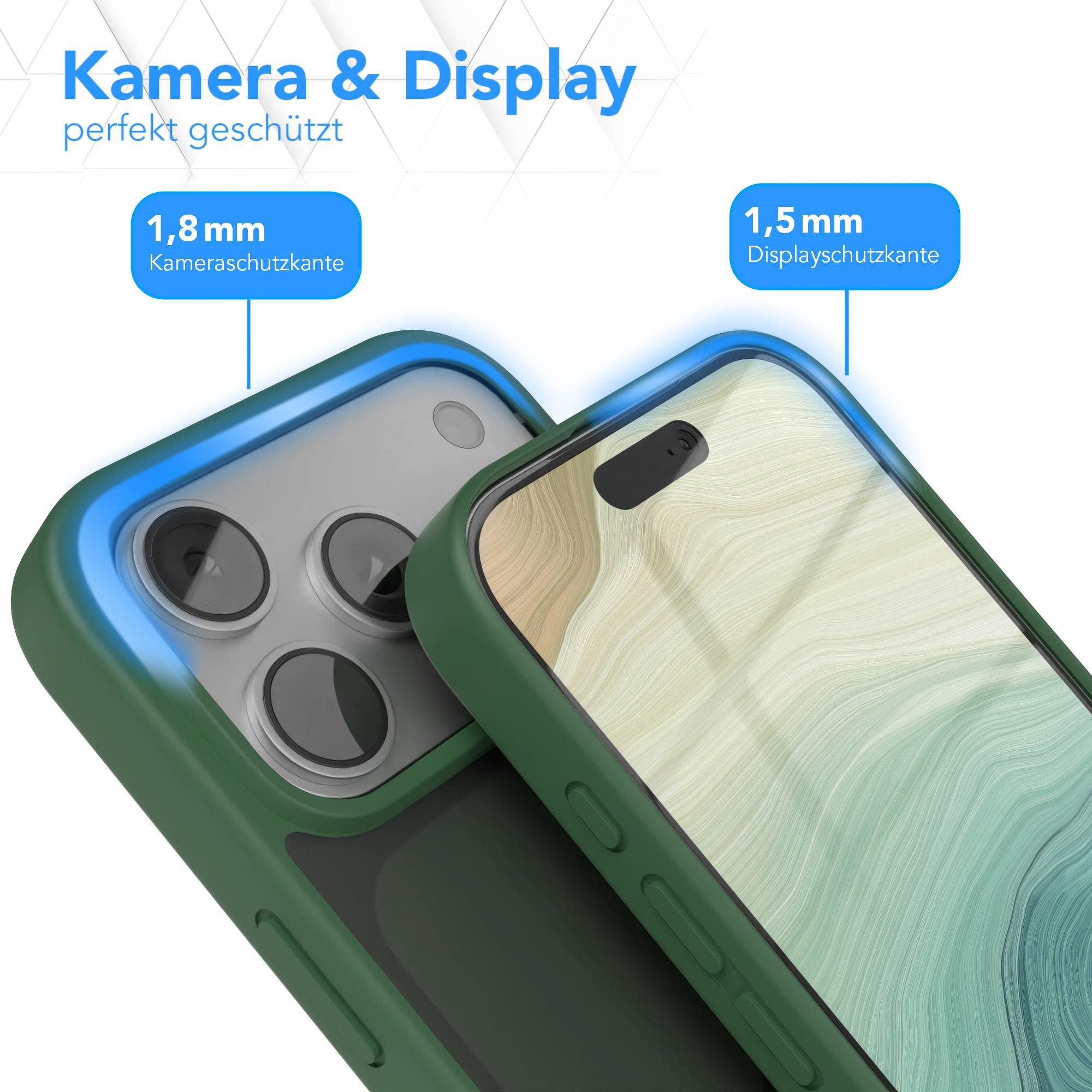 EAZY CASE Handyhülle Outdoor Case für Apple iPhone 17 Pro 6,3 Zoll, Schutzhülle Outdoor Case robust stoßfest Back Cover dunkelgrün