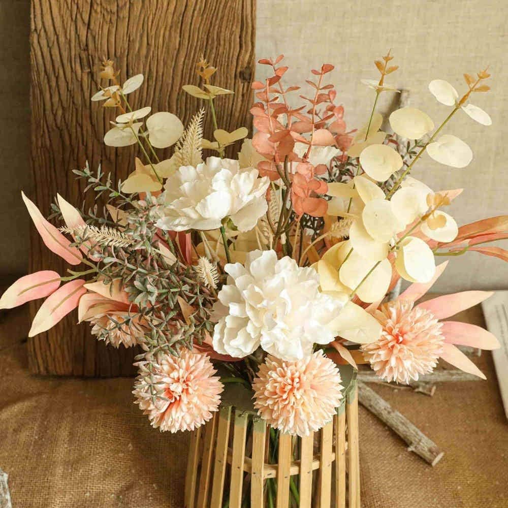 Kunstblumenstrauß Kunstblumen Künstliche Pflanzen Blumen Deko Hortensien Seide, FOUORTUNATE-BEE, Höhe 43 cm, Blumenarrangements & Sträuße für Zuhause, Hochzeit, – Bild 4 von 5