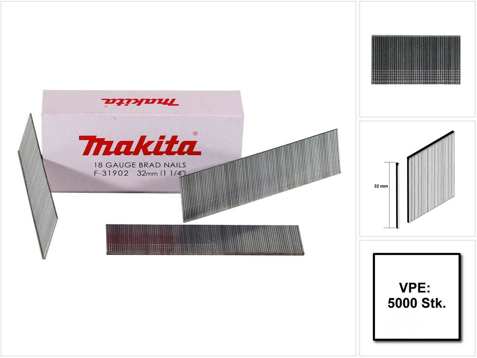 Makita Stauchkopfnagel Stauchkopfnagel Brads 32mm 5000 Stück galvanisiert (F-31902) für Ma