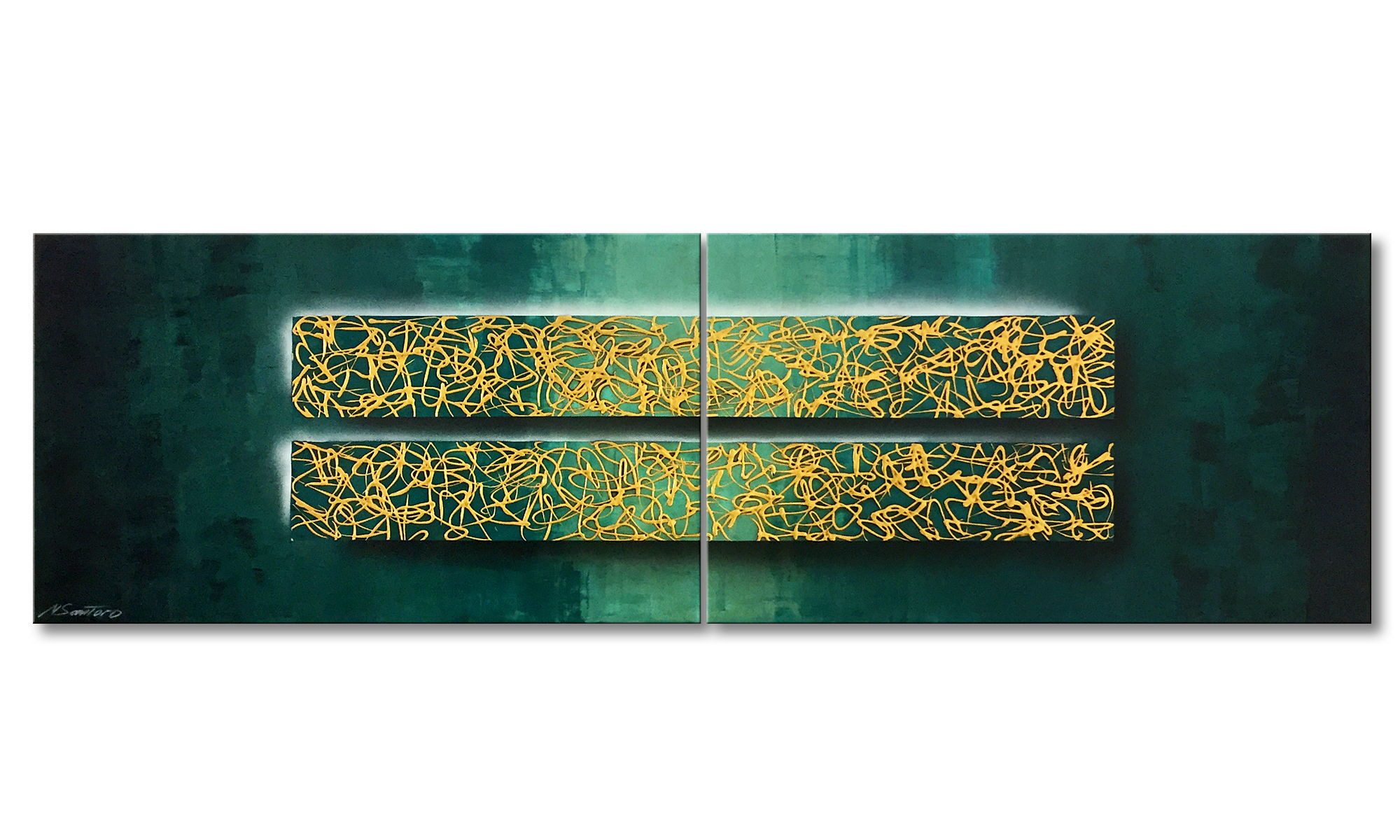 WandbilderXXL Gemälde First Sunlight 200 x 60 cm, Abstraktes Gemälde, handgemaltes Unikat