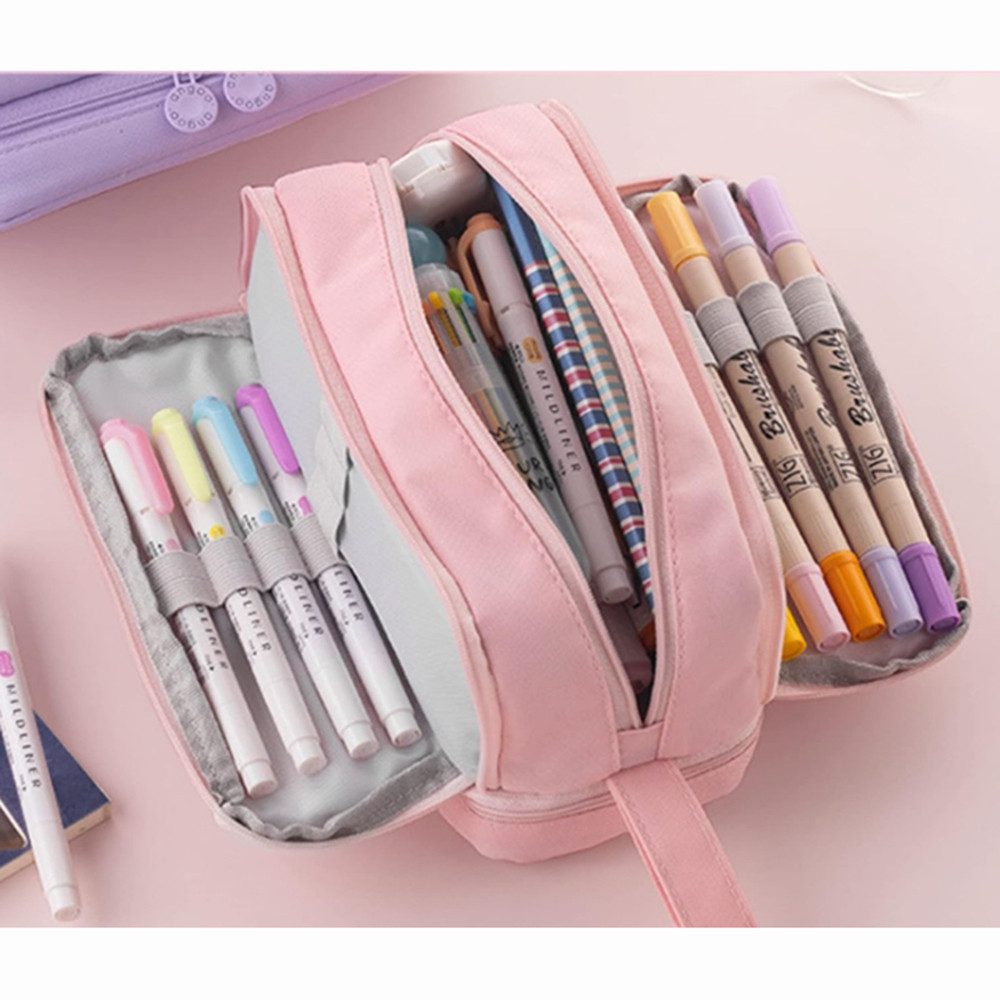 Agger Federmäppchen Federtaschen Mäppchen mit 3 Fächer Schulmäppchen, Große Kapazität Stiftetasche für Schule & Büro