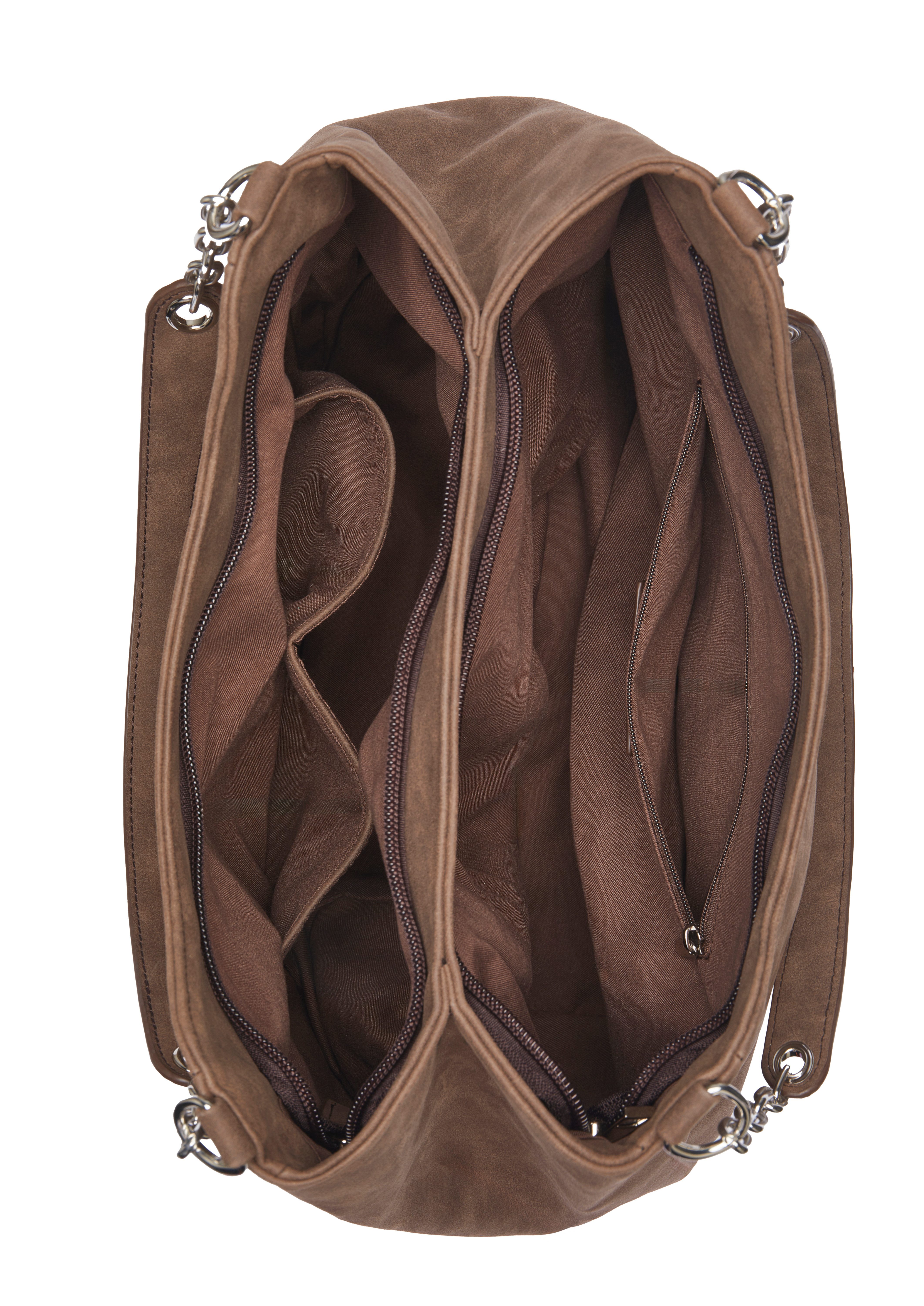 Vivance by Lascana Schultertasche Henkeltasche, Damentasche, Shopper, Einkaufstasche, Handtasche, mit silberfarbenen Ketten-Details VEGAN – Bild 3 von 4