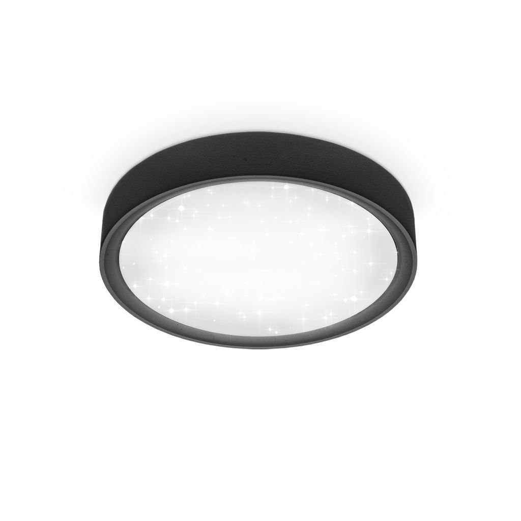 B.K.Licht Deckenleuchte BKL1436 - 12 W LED Sternen-Deckenlampe 4.000K 25  cm, LED fest integriert, Neutralweiß, 1.200 Lumen neutralweiße Farbe:  Schwarz-Matt