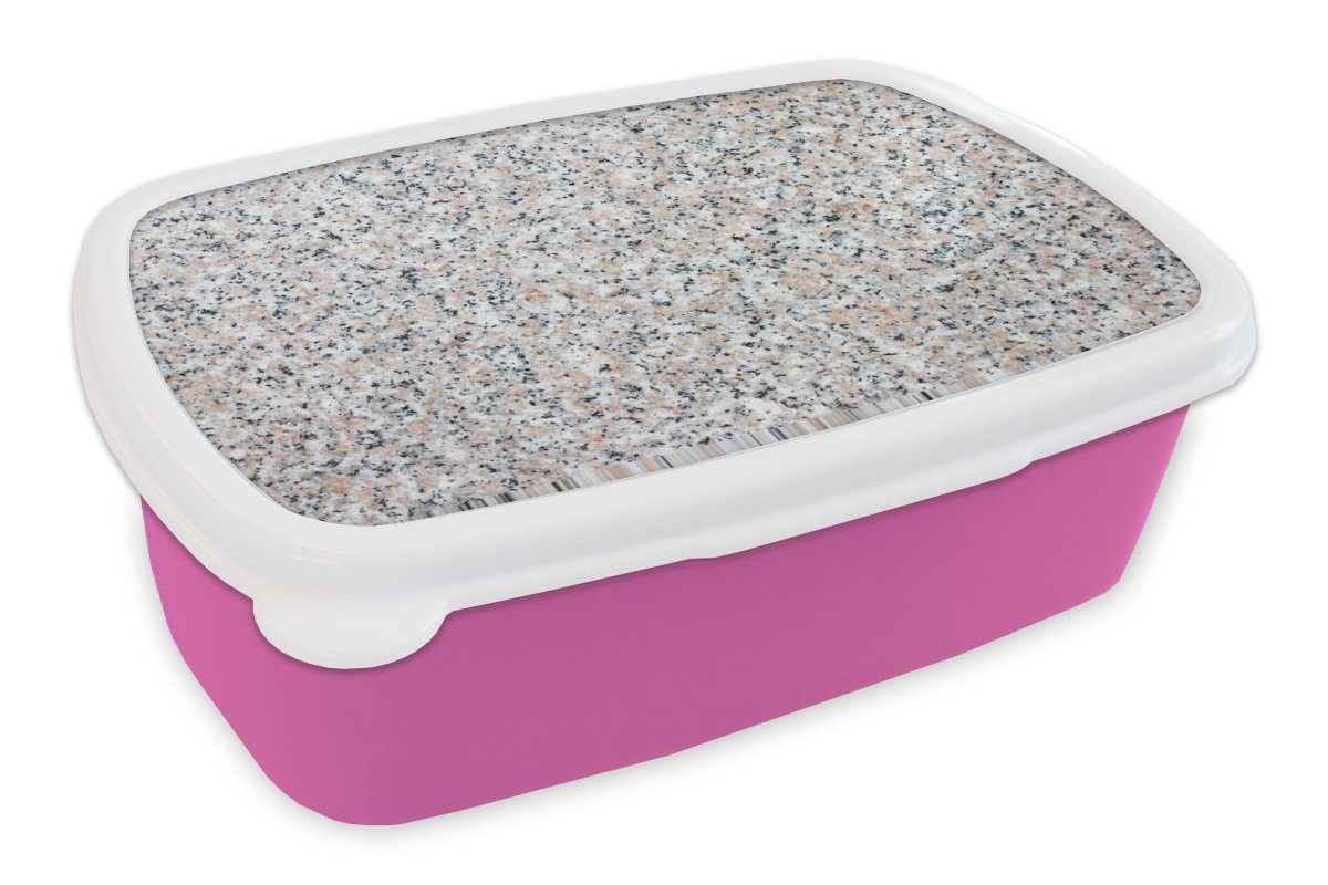 MuchoWow Lunchbox Granit - Strukturen - Design - Stein, Kunststoff, (2-tlg), Brotbox für Erwachsene, Brotdose Kinder, Snackbox, Mädchen, Kunststoff rosa