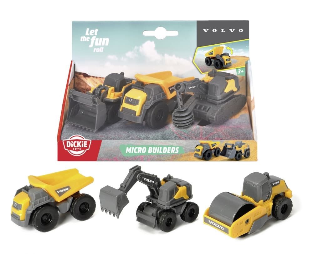 Dickie Toys Spielzeug-Auto Dickie Volvo Micro Builders Lieferumfang 3er Set Mix Artikel