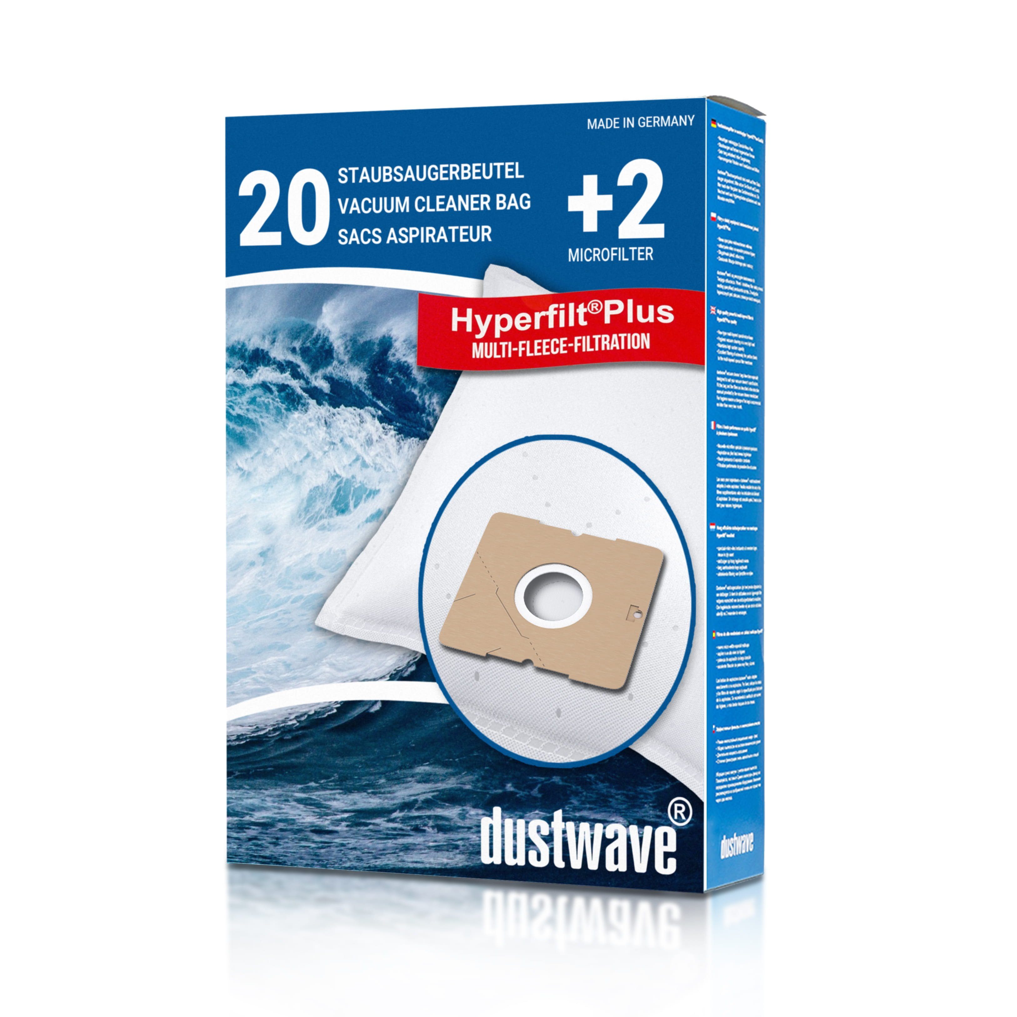 Dustwave Staubsaugerbeutel Megapack, passend für AmazonBasics 1,5l, 20 St., Megapack, 20 Staubsaugerbeutel + 2 Hepa-Filter (ca. 15x15cm - zuschneidbar)