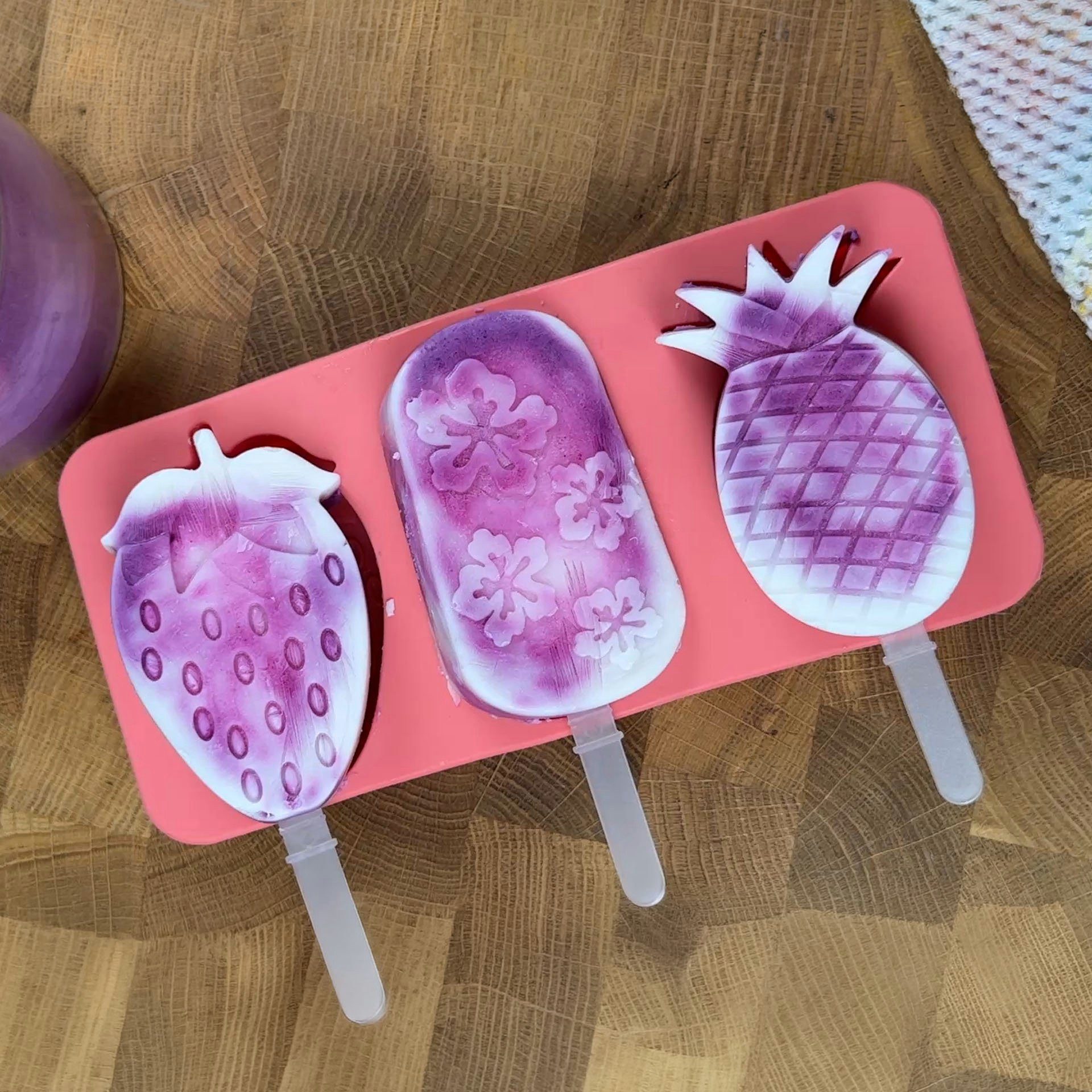FACKELMANN Verschlussklammer Eisformen-Set, Obst-Eisbereiter, Silikon-Eisformen, Eisgestalter