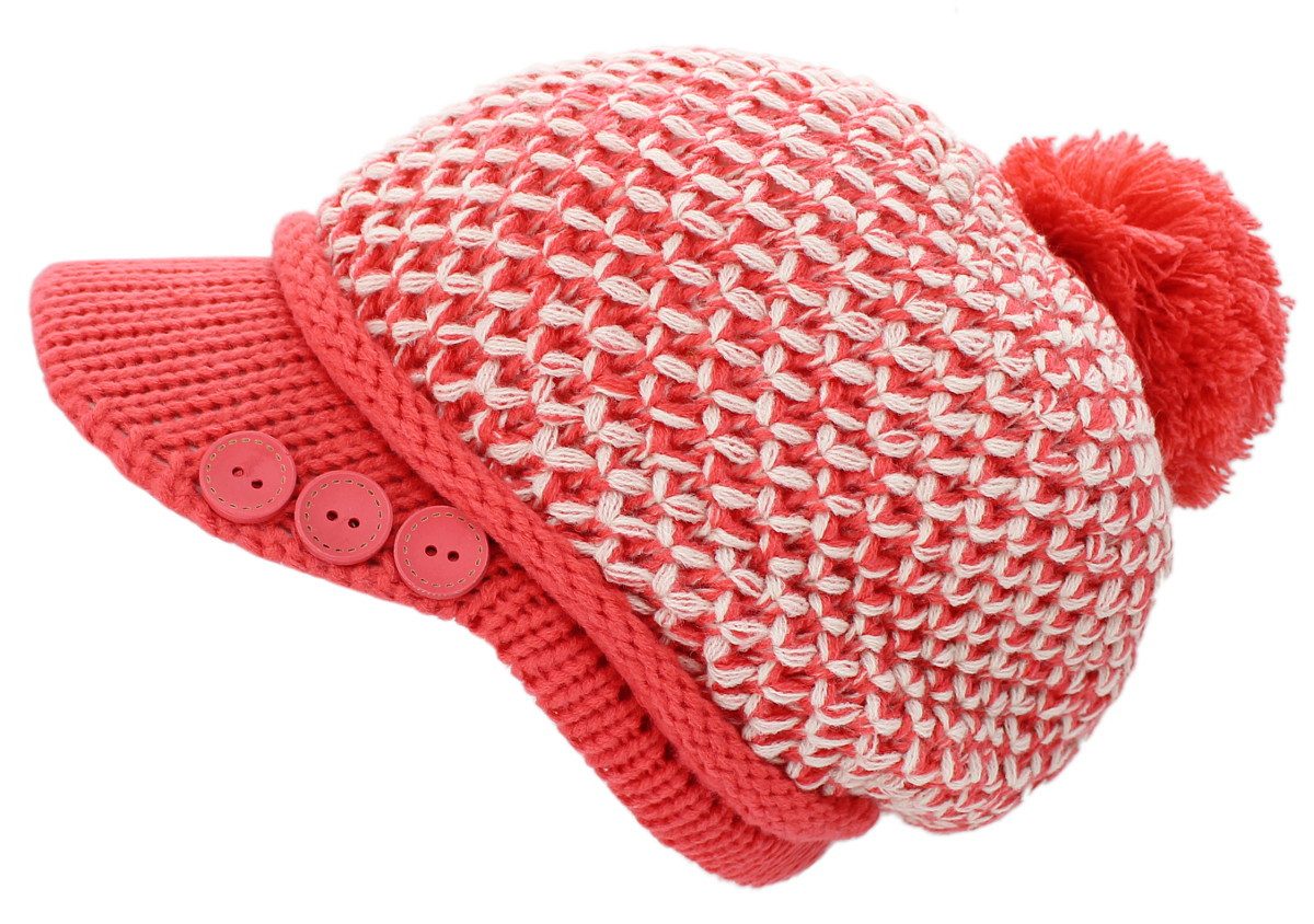dy_mode Schirmmütze Damen Strickmütze Bunt Gestrickte Schirmmütze Winter Mütze mit Schirm fester Schirm