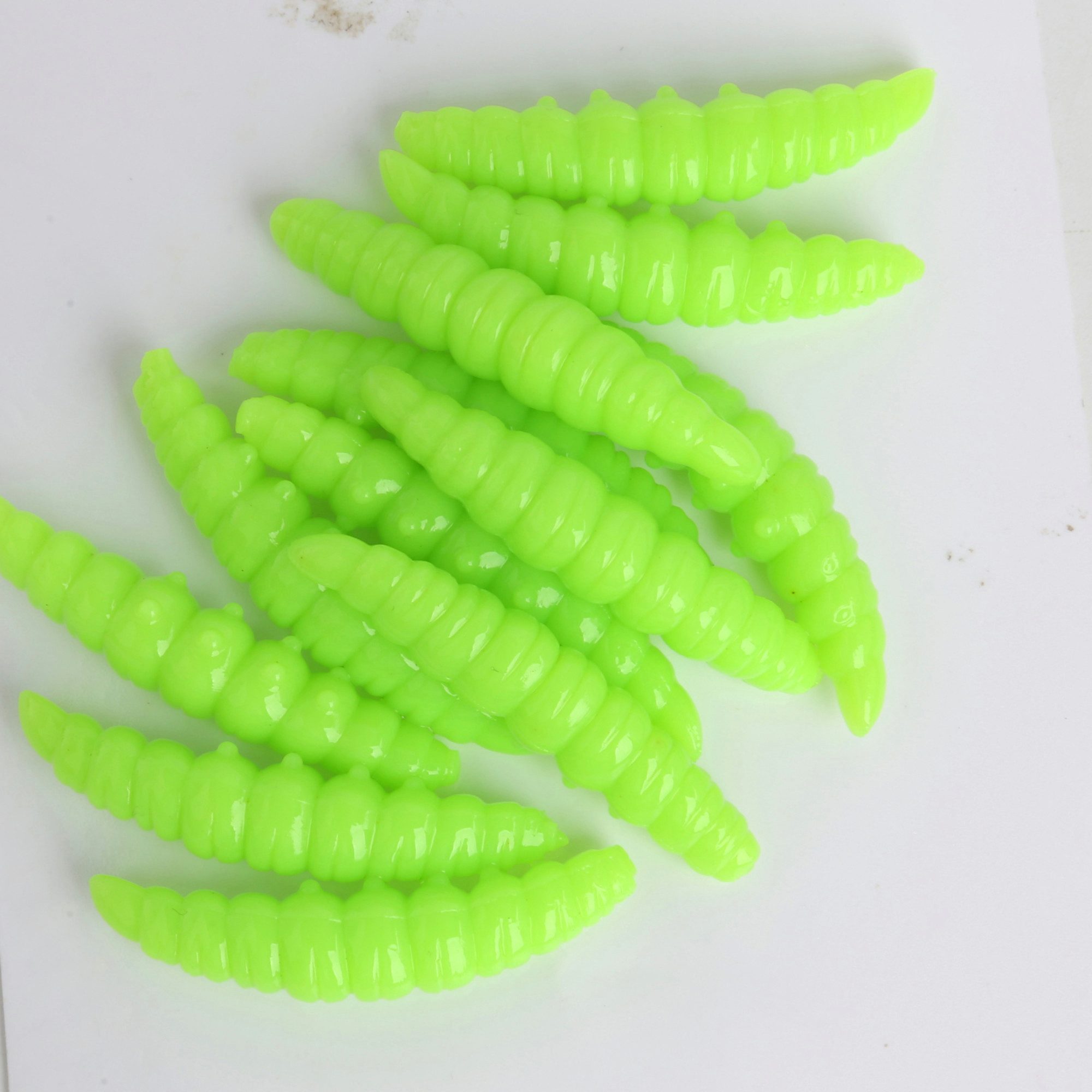 Kunstköder Auftriebsköder Tauwurm 10 Stück 6,5 cm chatreuse Aroma: Käse