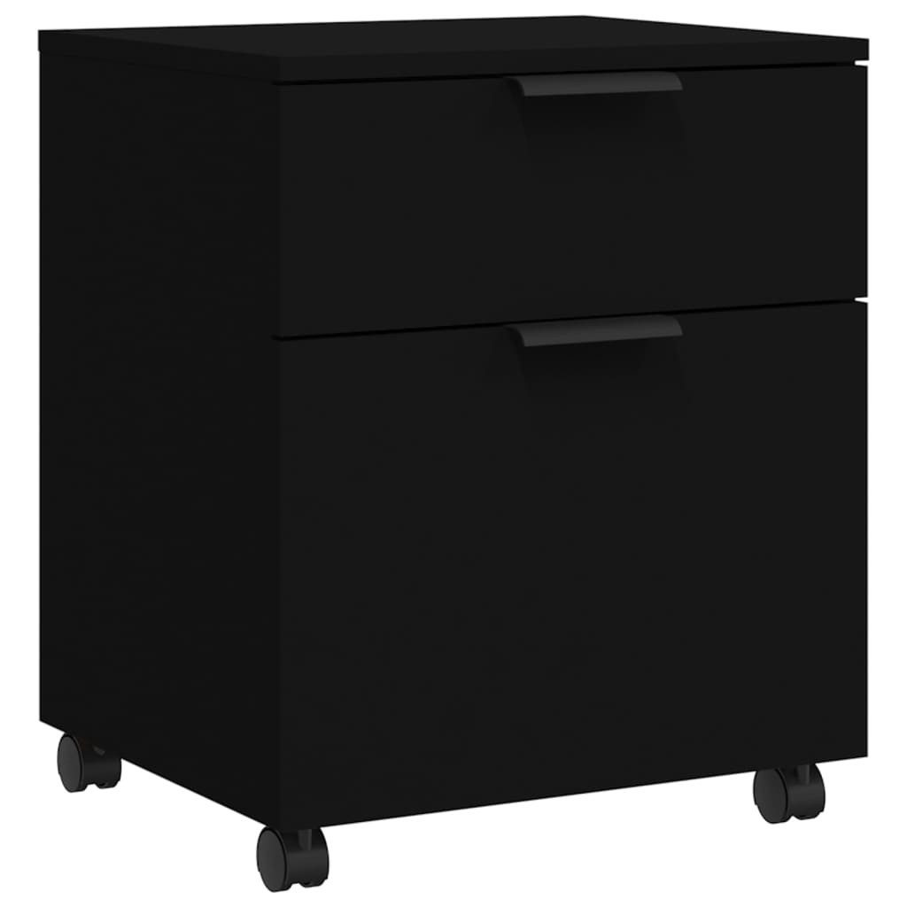 vidaXL Aktenschrank Mobiler Büroschrank mit Rollen Schwarz 45x38x54 cm