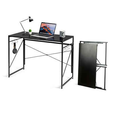 COSTWAY Schreibtisch, klappbar, mit 6 Haken, Metall, 100x50x75cm, 115kg
