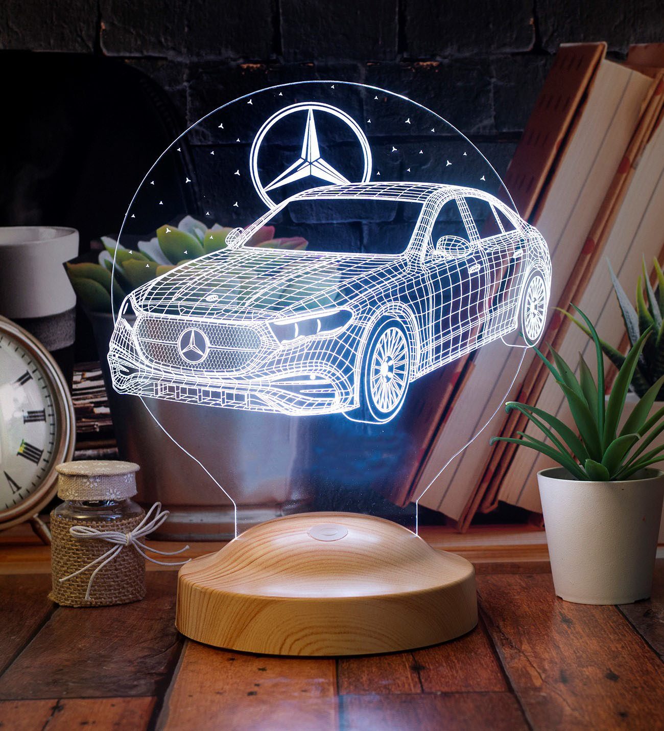 Geschenkelampe LED Nachttischlampe Automobil 3D Nachttischlampe Geschenke für Autofans Gravur Nachtlicht, Leuchte 7 Farben fest integriert, Geburtstagsgeschenk, Geschenke für Jungen