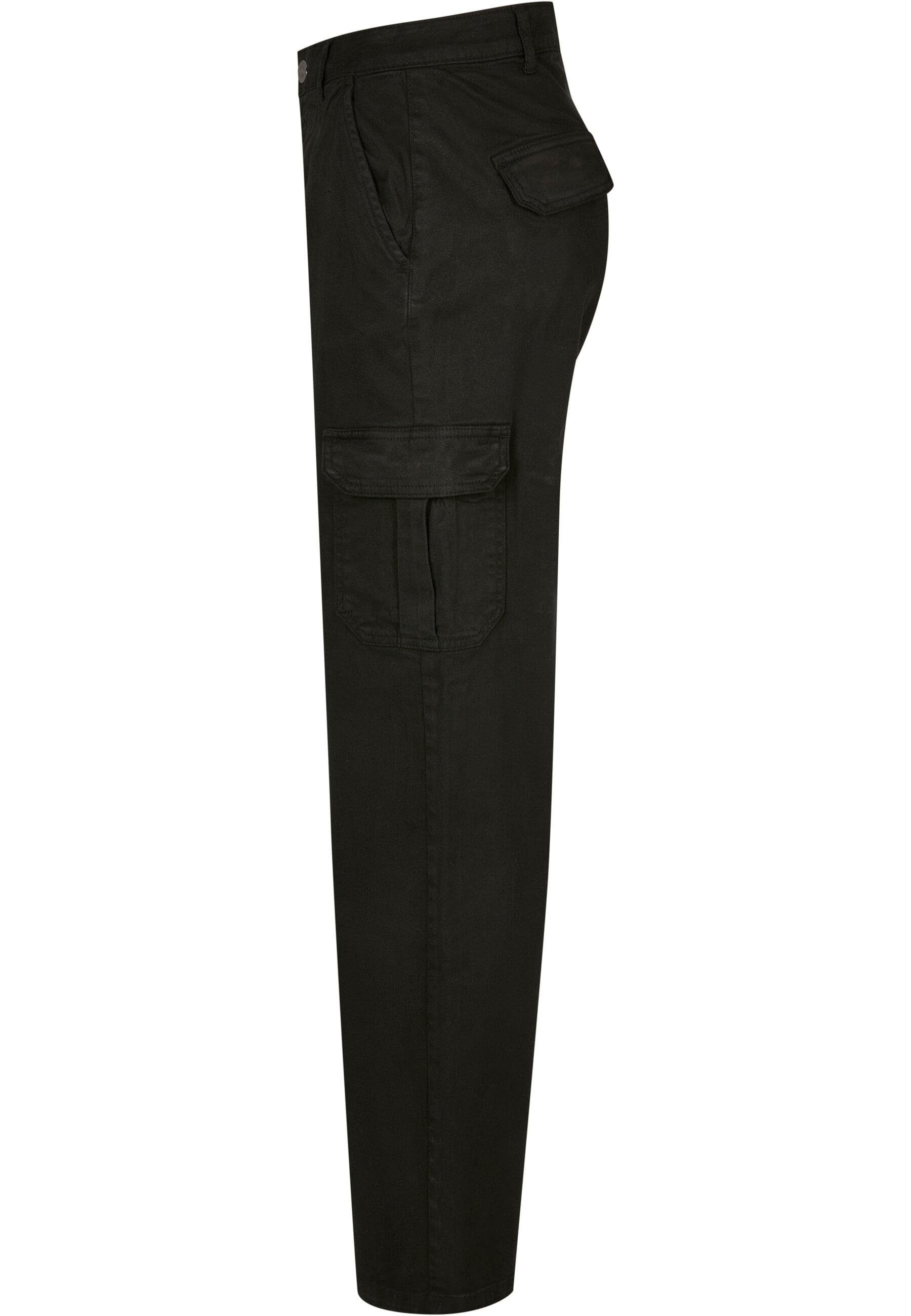 URBAN CLASSICS Stoffhose (1-tlg) Straight Pants Waist Ladies black Damen High Cargo