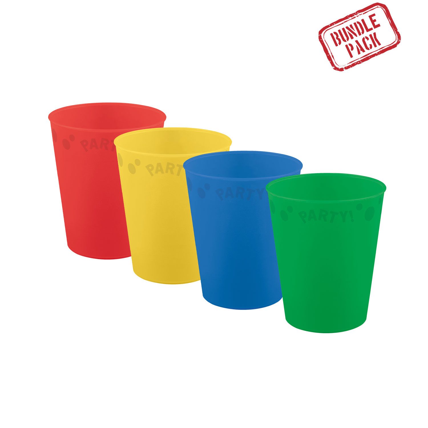Procos Geschirr-Set Mehrweg Becher 250 ml, 4 Stück Multicolor, Kunststoff