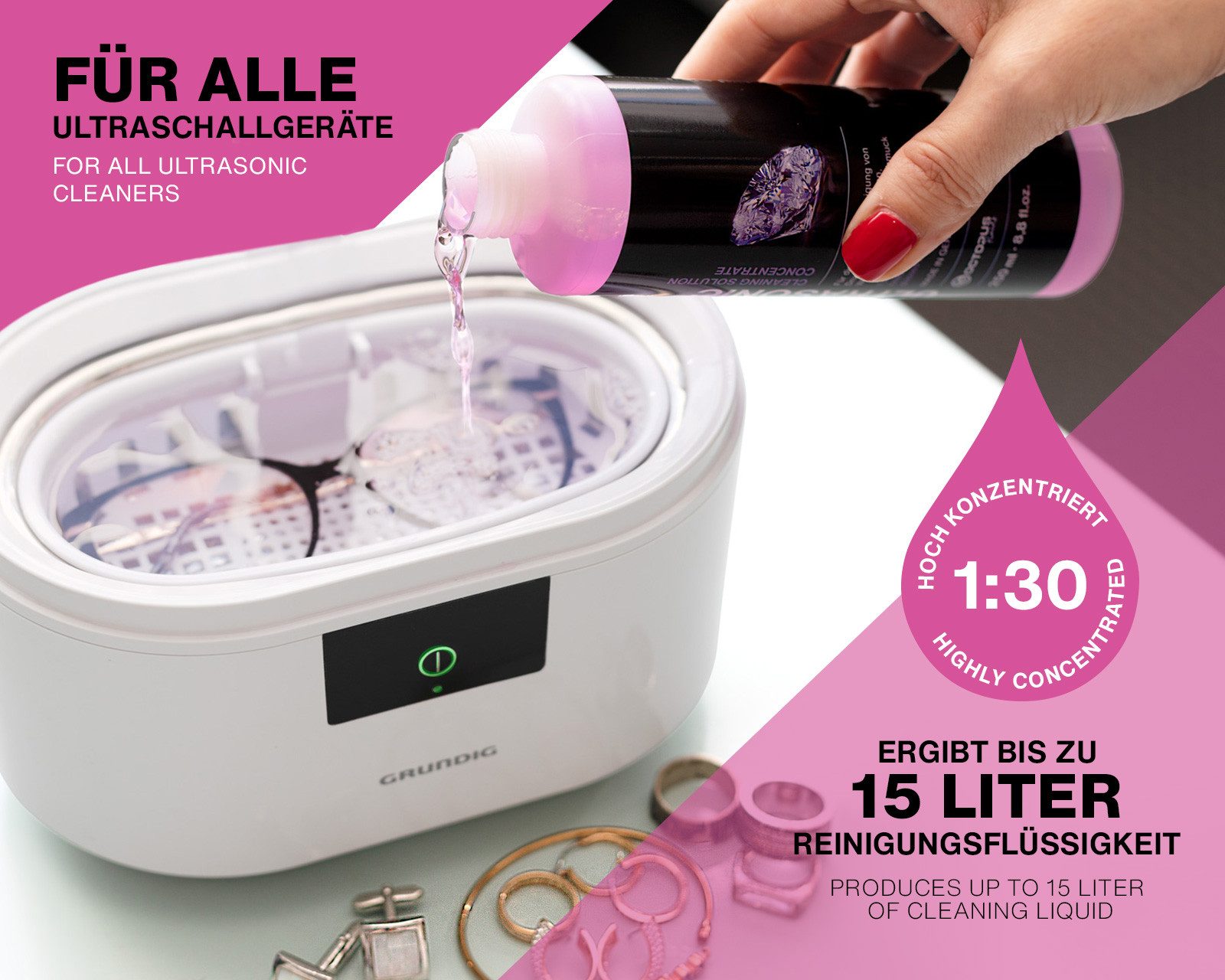 OCTOPUS Fluids Ultraschallreiniger 2x250ml Ultraschall Spezialreinigungskonzentrat Amethyst, 2x 250 ml Made in Germany
