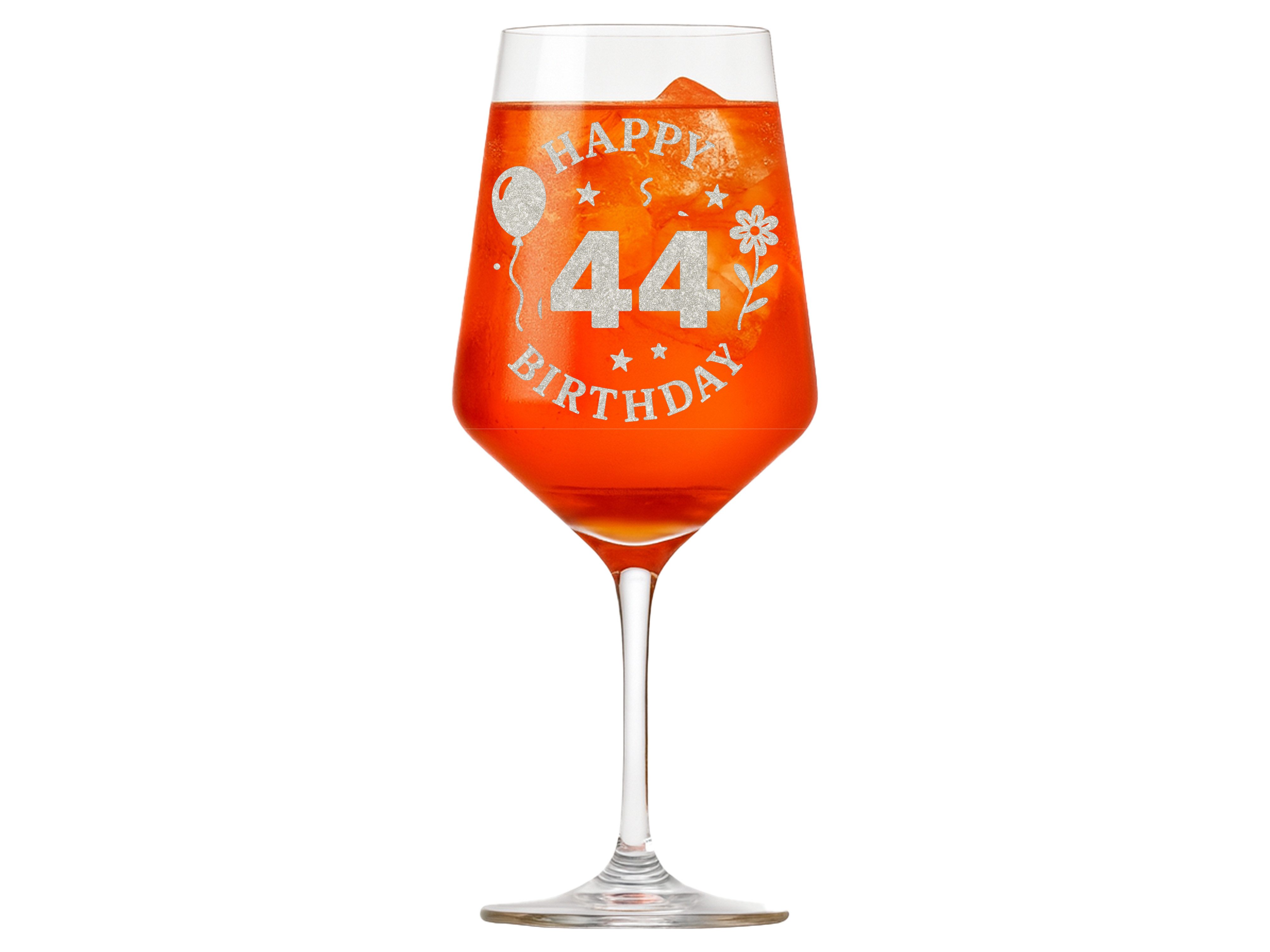 Valhalla Weinglas Gravur Happy Birthday 44. Geburtstag 350ml, 1-tlg., Glas, Atemberaubende Darstellung
