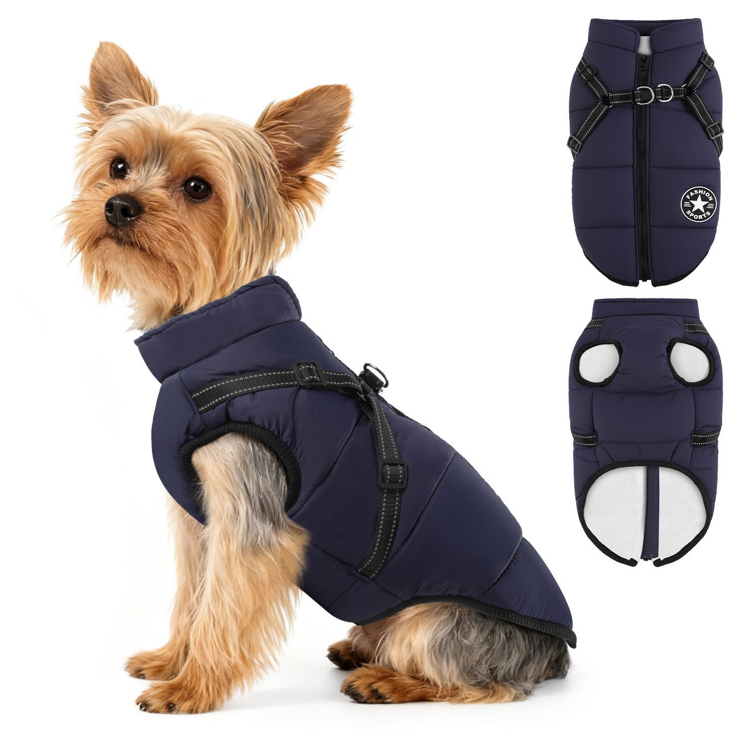 Clanmacy Hundejacke Hundemantel Hund mit Reflektoren Rot/Marineblau/Armeegrün L-4XL