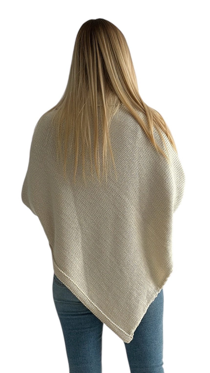 Mississhop Strickponcho Poncho Strick Sweatshirt Pullover Umhang Überwurf