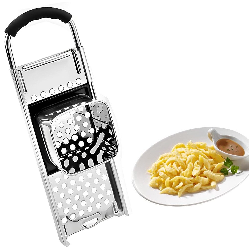 AFKSMILE Spätzlehobel Spätzlehobel, Spätzlepresse mit Gummigriff, Spätzlereibe aus Edelstahl, Für Selbstgemachte Spätzle und Knöpfle für alle Töpfe bis Ø 30 cm