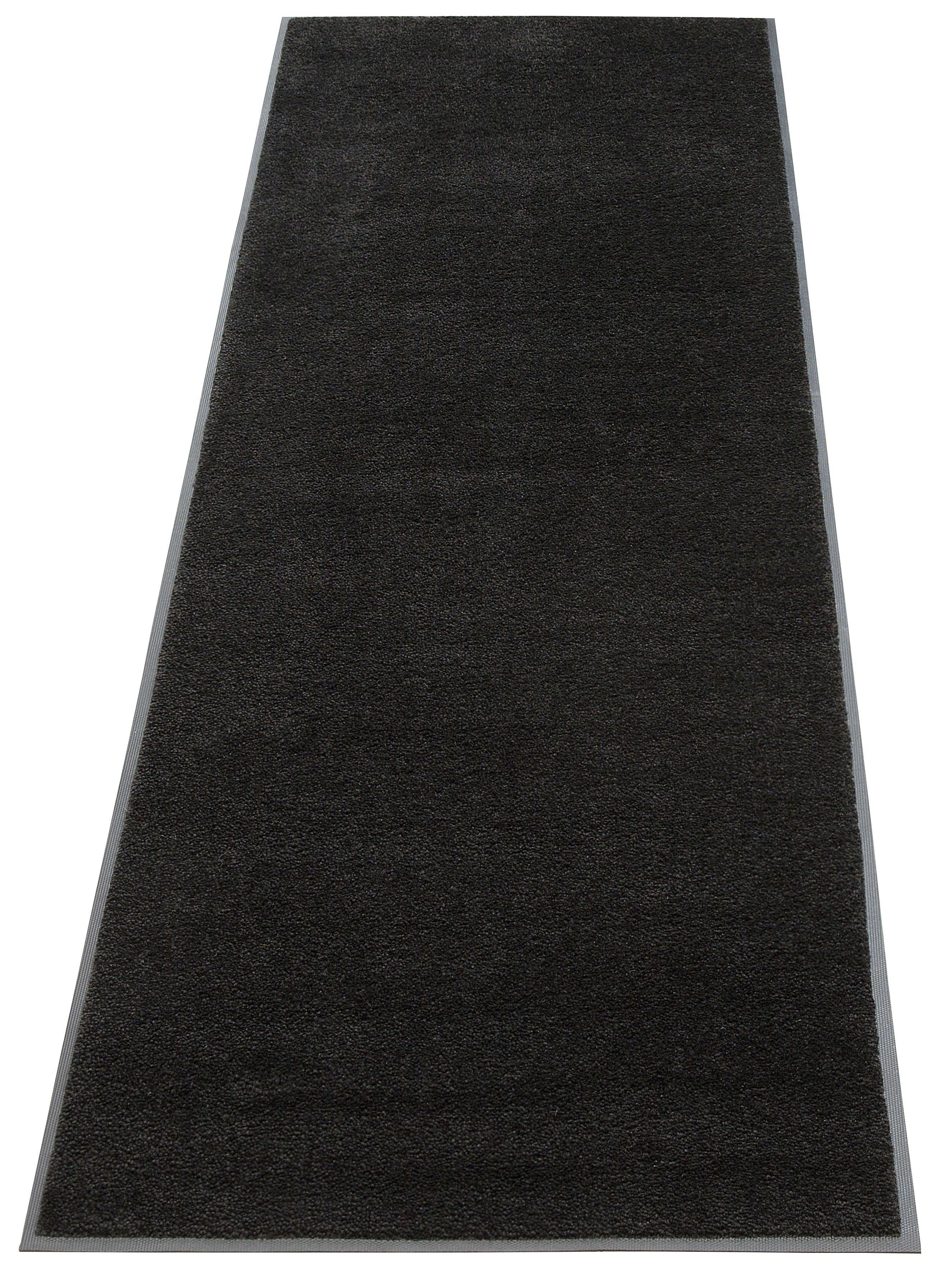 Läufer Lavea, andas, rechteckig, Höhe: 9 mm, Läufer, Teppichläufer, Brücke, Schmutzfangmatte, Uni-Farben, waschbar schwarz