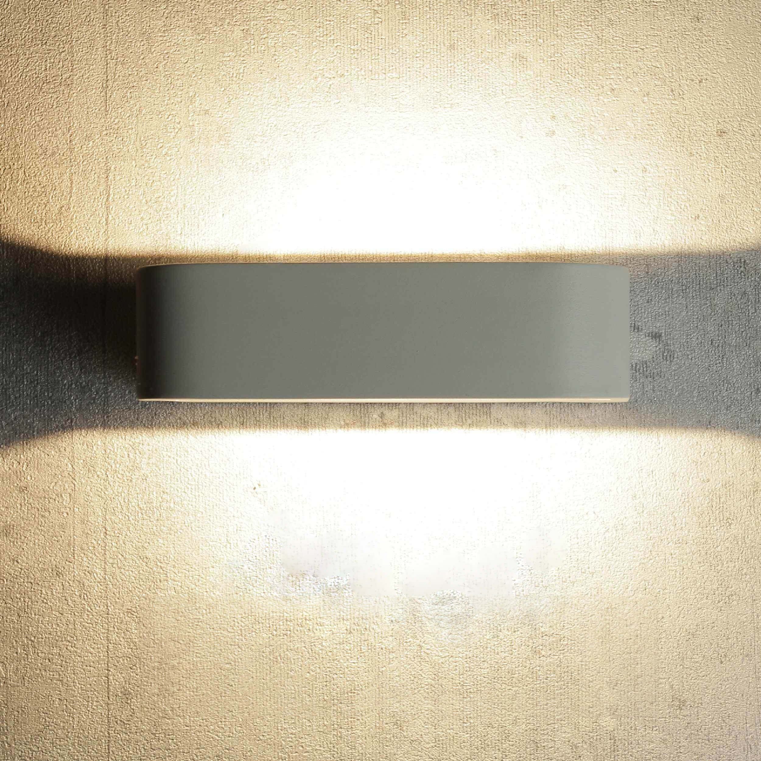 sparsam Strahler Warmweiß, integriert, Aluminium Licht-Erlebnisse Up Innen GESS, LED Down länglich fest LED Wandlampe Wandleuchte Weiß