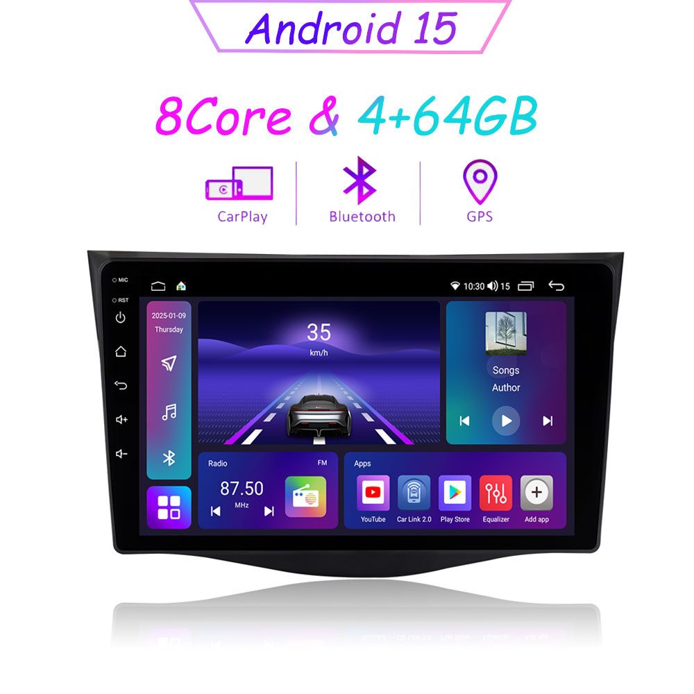 A-Sure 8Core 4+64G Android 15 GPS CarPlay Bluetooth Für Toyota RAV4 2006-2012 Autoradio (Digitalradio (DAB), FM, AM, 1280*800 IPS Screen/8-Core CPU)