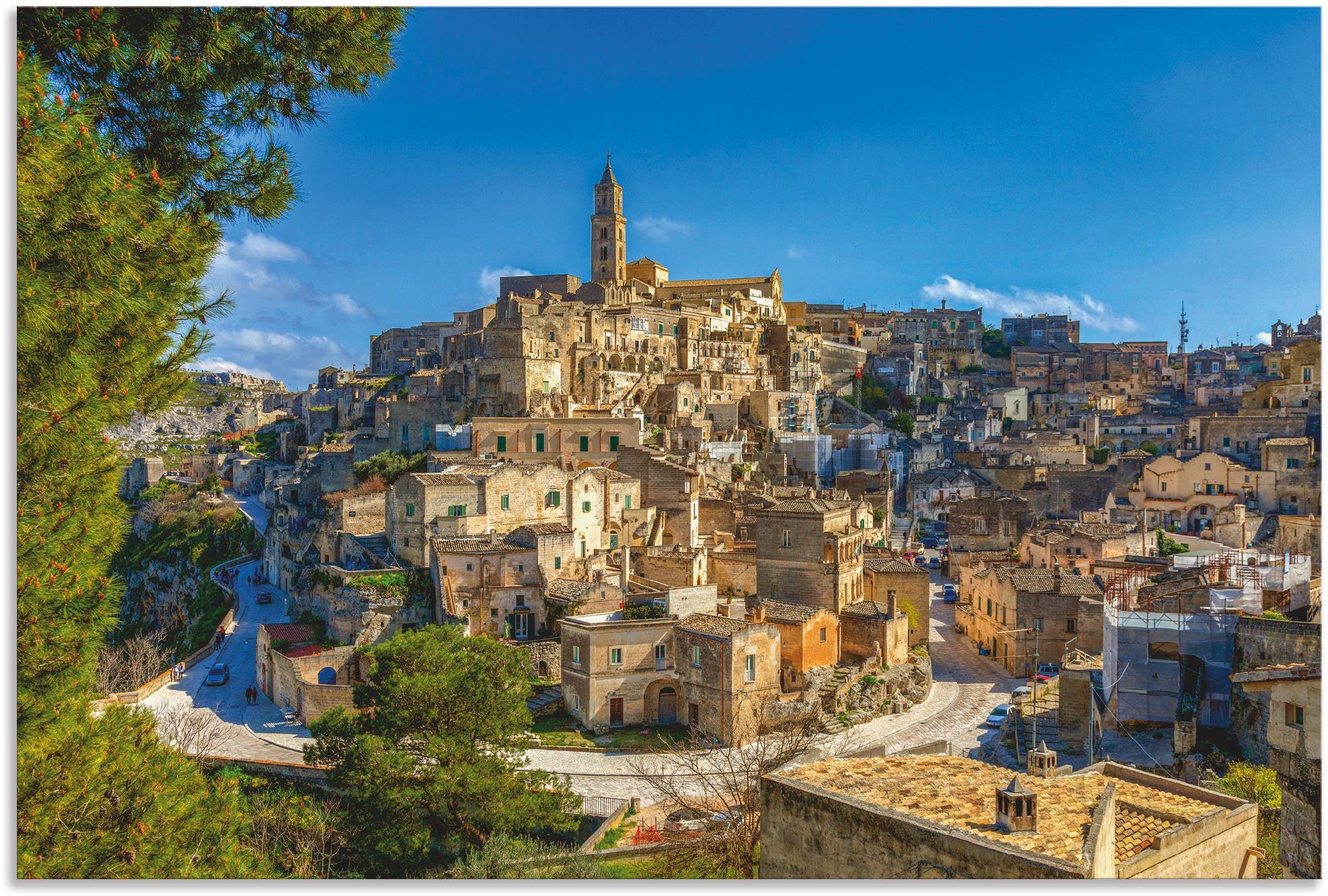 (1 Italien, Wandbild Matera Italien Wandaufkleber als Leinwandbild, Größen St), Alubild, Poster Altstadt versch. in Artland Historische oder von