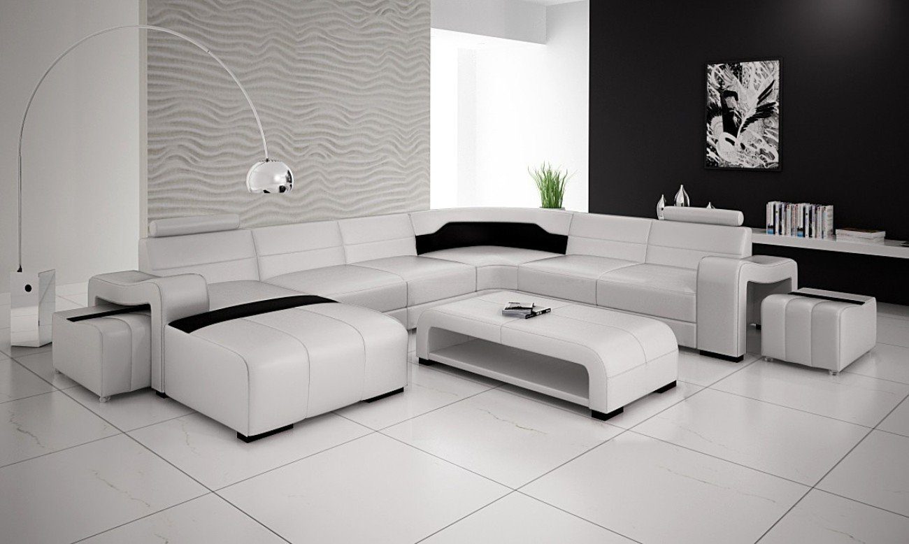 JVmoebel Ecksofa Luxuriöse Leder Eckcouch Sofa Polster Eckgarnitur U Form W günstig online kaufen