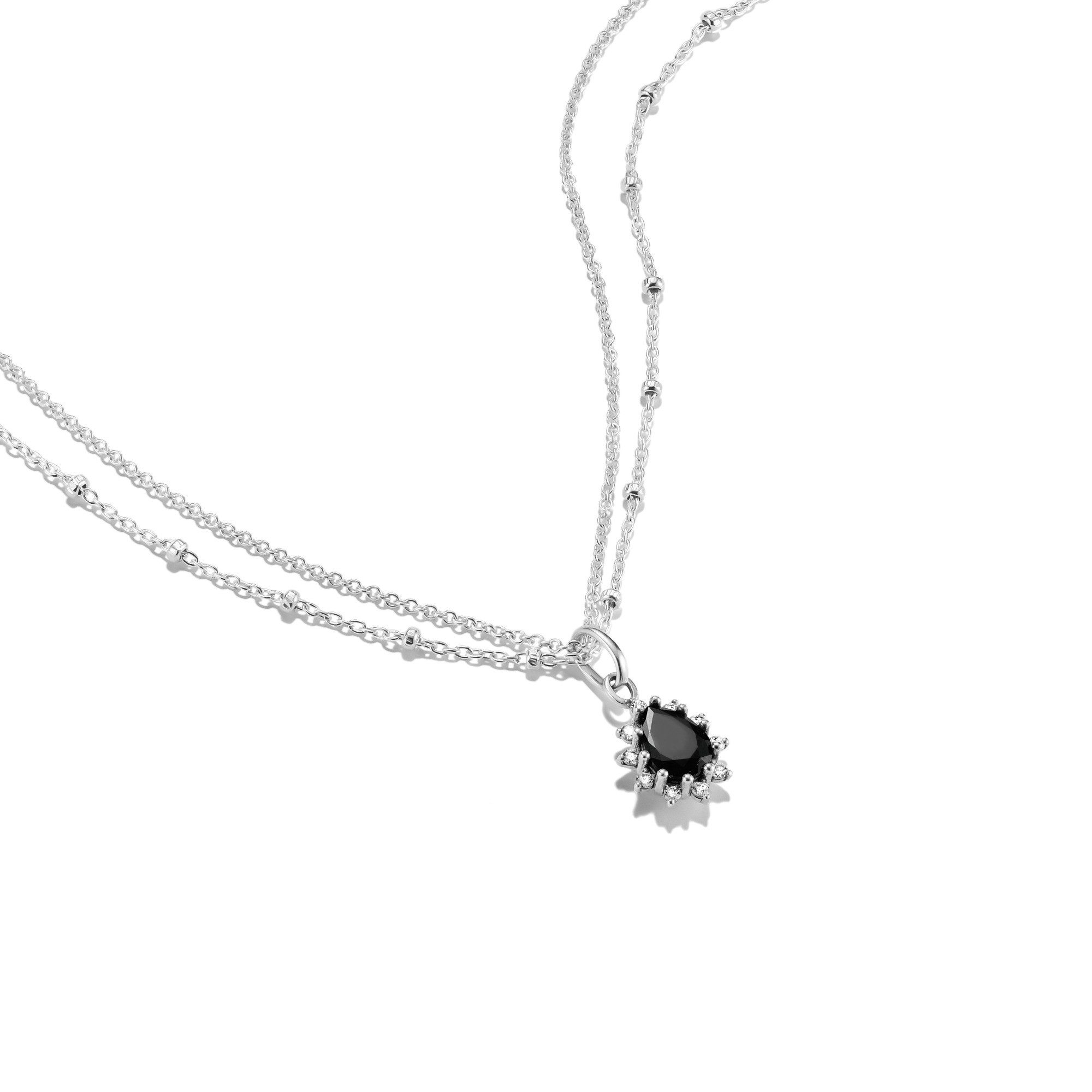 THOMAS SABO Kette mit Anhänger True Romance Halskette Schwarzer Stein, mit Zirkonia (synth)