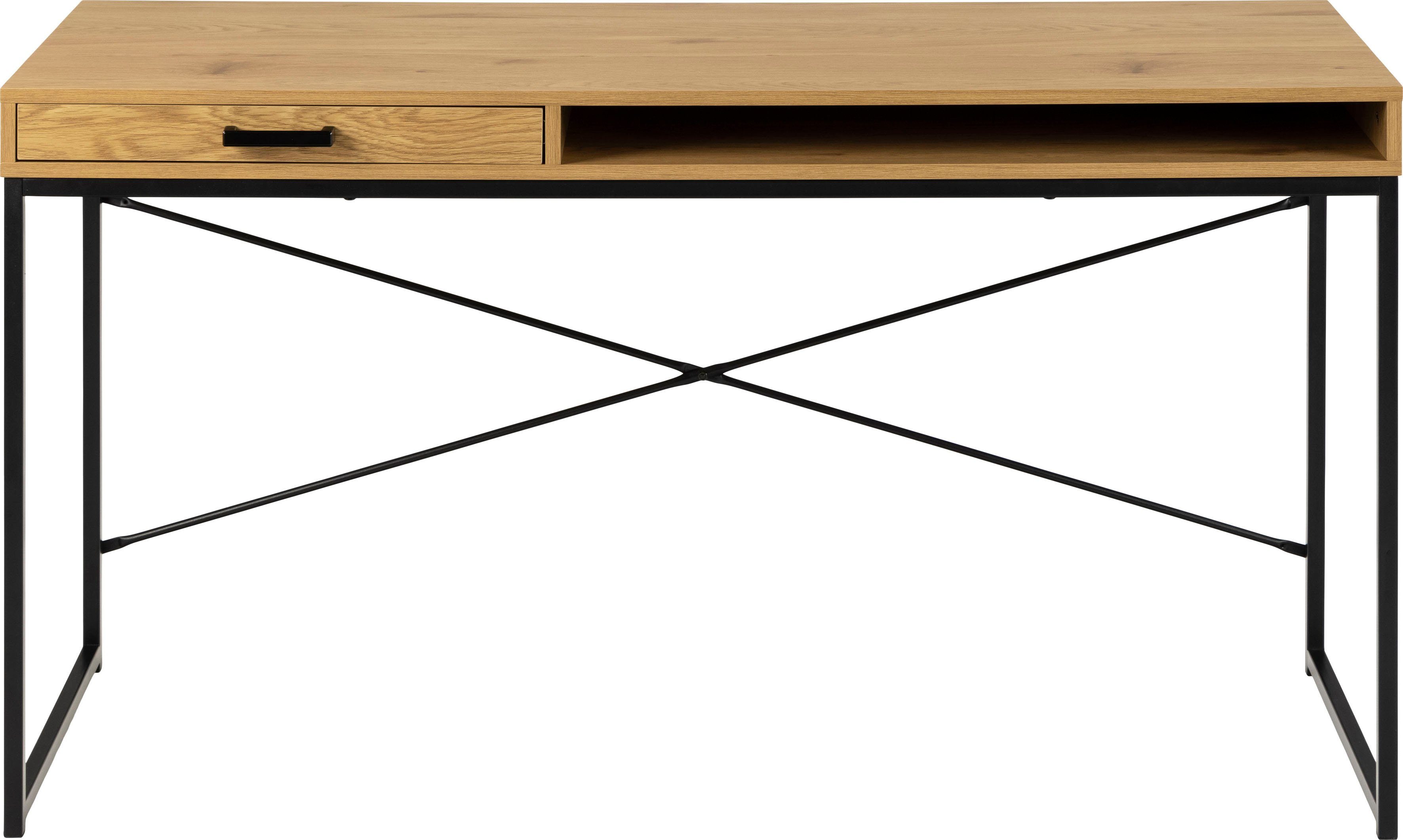 ACTONA GROUP Schreibtisch, Metallgestell, 1 Schublade und 1 offenem Fach, Breite 140 cm