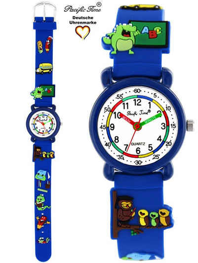 Pacific Time Quarzuhr Kinder Armbanduhr Lernuhr Schulstart Silikonarmband, Gratis Versand