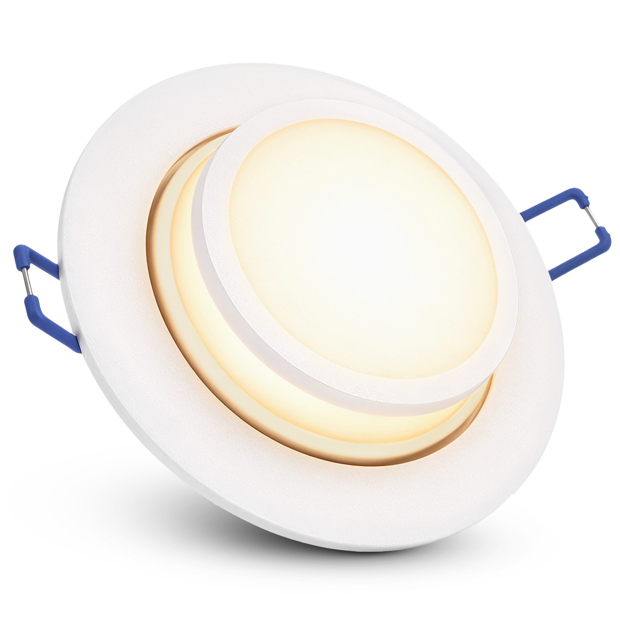 SSC-LUXon LED Einbaustrahler LAGO Einbauspot weiß schwenkbar mit LED 2W Birne warmweiß Deckenlampe, Warmweiß