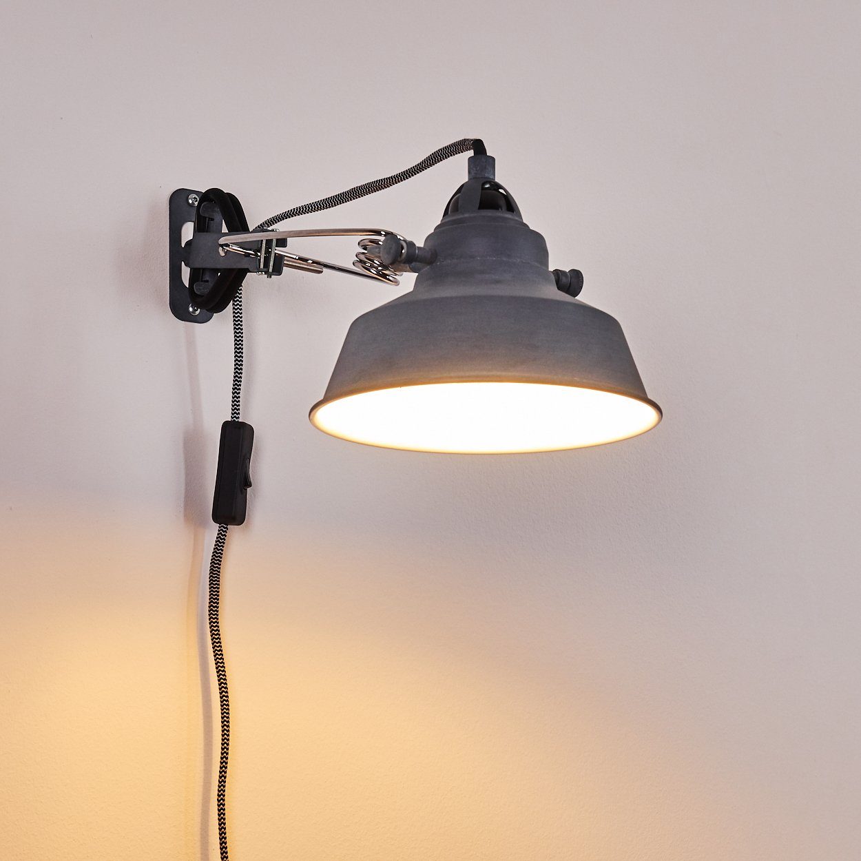 Leuchte hofstein Vintage Wand Schalter Schlaf Lampe Wohn Zimmer grau Wandleuchte Flur