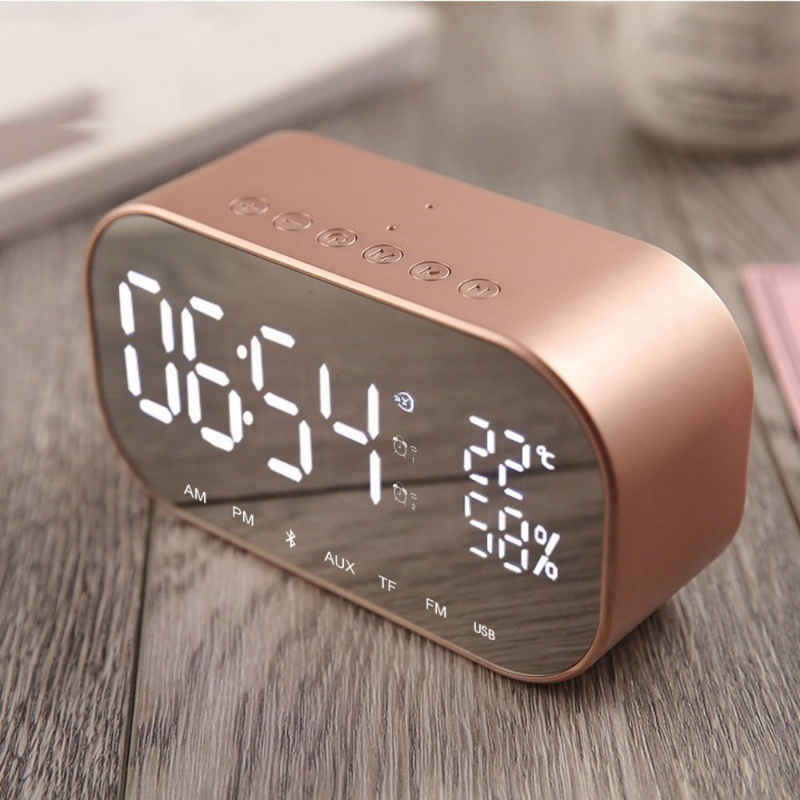 BlingBin Funk-Radiowecker Bluetooth Lautsprecher Digital FM Wecker Spiegel Alarm Bluetooth Lautsprecher Digital FM Wecker Spiegel Alarm