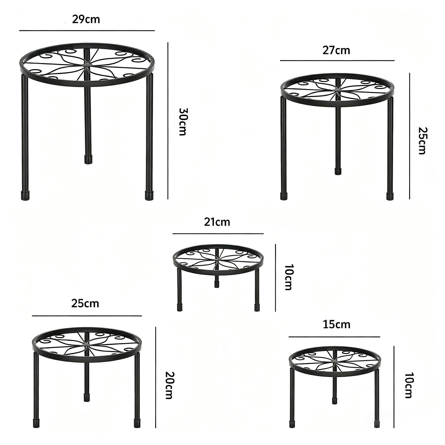 SURFOU Blumenständer 5er-Set Pflanzenständer Blumenhocker Pflanzenregal Blumenregal (aus Metall für Innen Außen Garten Pflanzen Blumentopf Ständer, für Pflanzentreppe Anti-Rost Eisen Display Rack), für Haus & Garten Dekoration