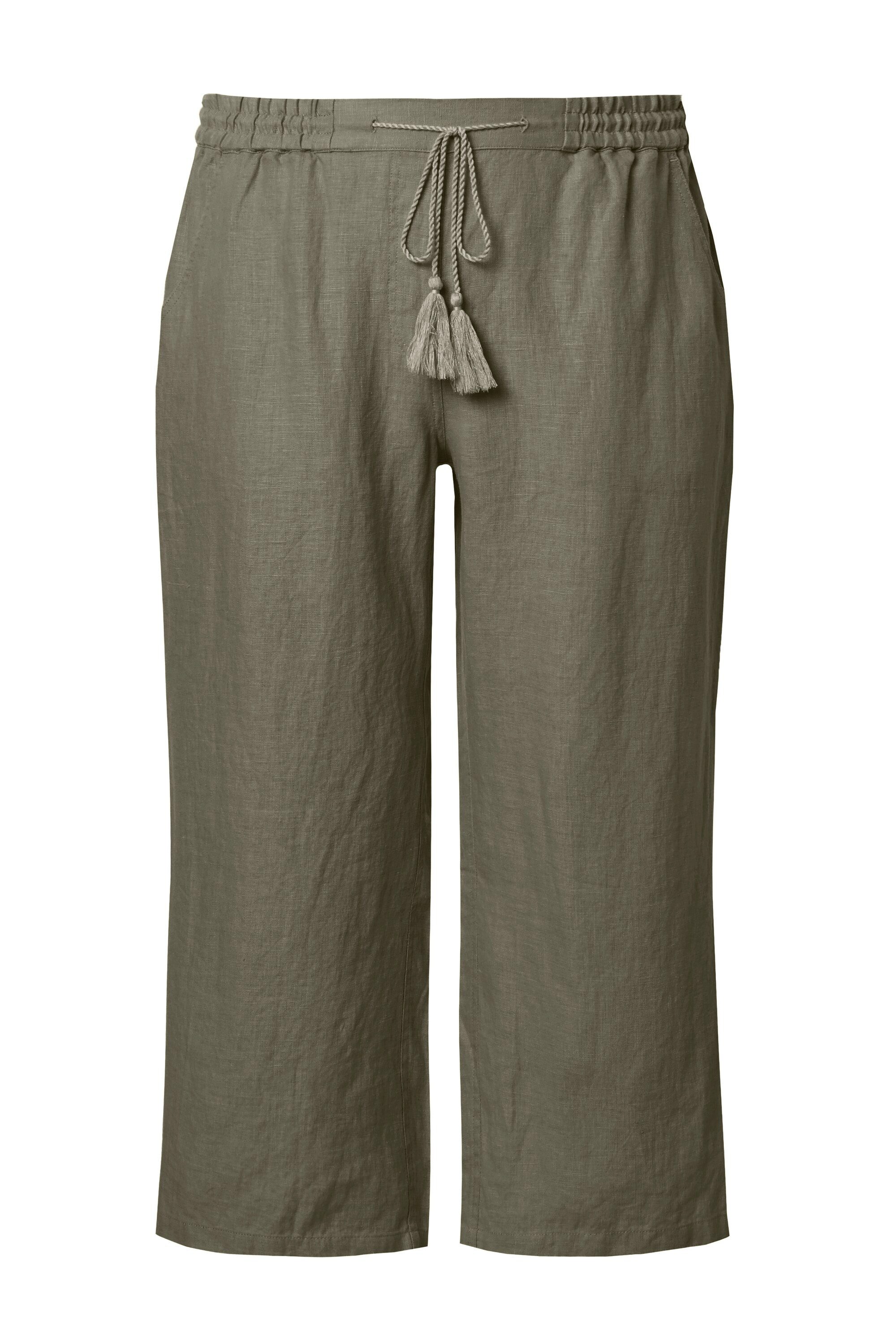 Ulla Popken Funktionshose 7/8-Leinenhose elastischer Bund günstig online kaufen