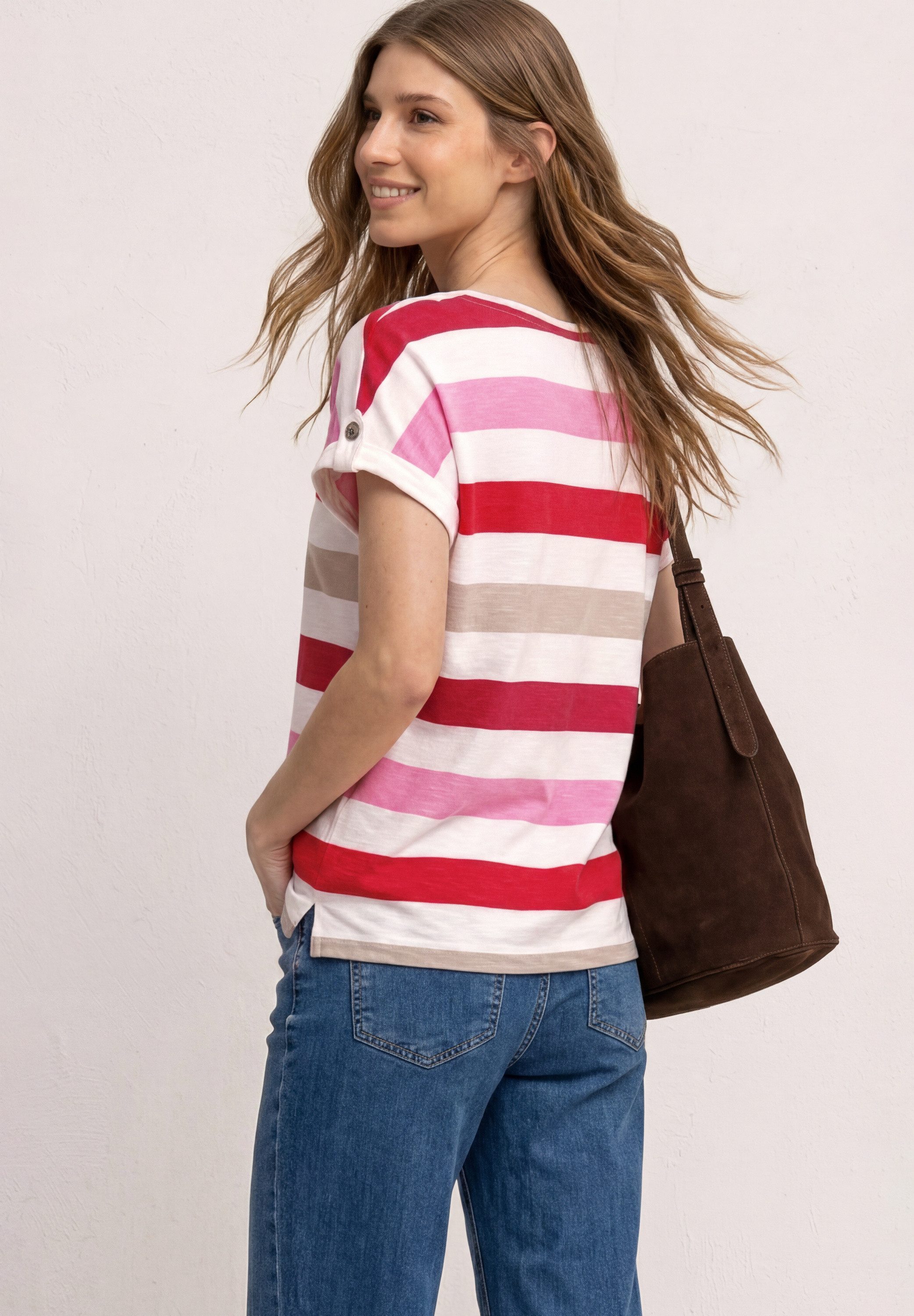 STREET ONE Shirttop Sommershirt im Leo-Look