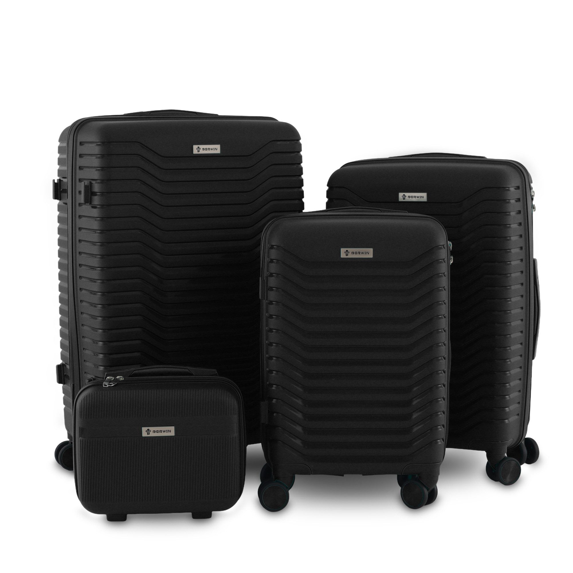 Berwin Trolleyset mit Beautycase Modell Calma Titan Schwarz, 4 Rollen, (Set, 4 tlg., MS-19776)